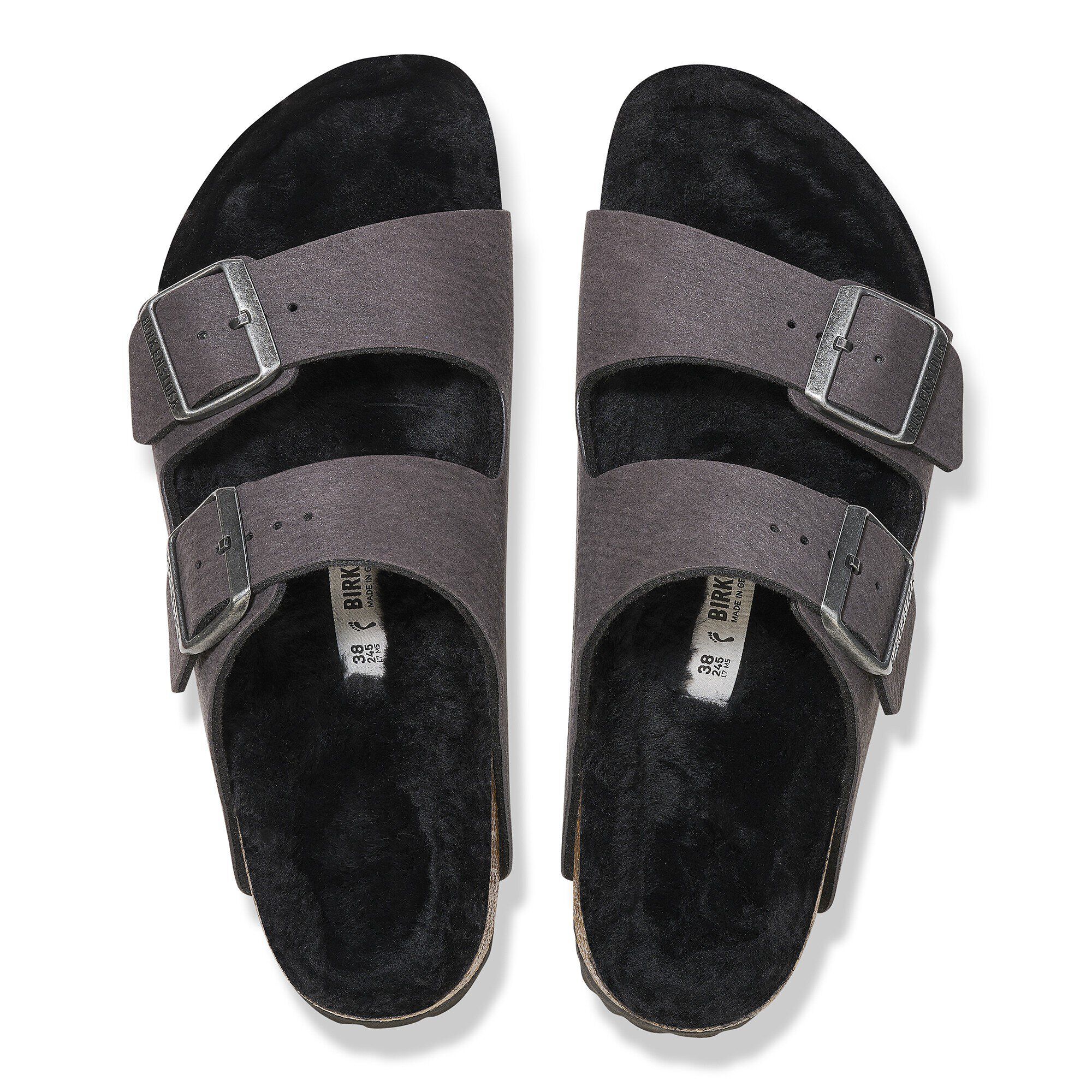 Arizona Shearling Suede Leather Black | BIRKENSTOCK