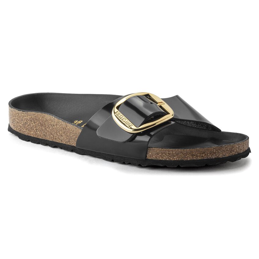 foragte jeg er syg dobbelt Madrid Big Buckle Natural Leather Patent High Shine Black | BIRKENSTOCK