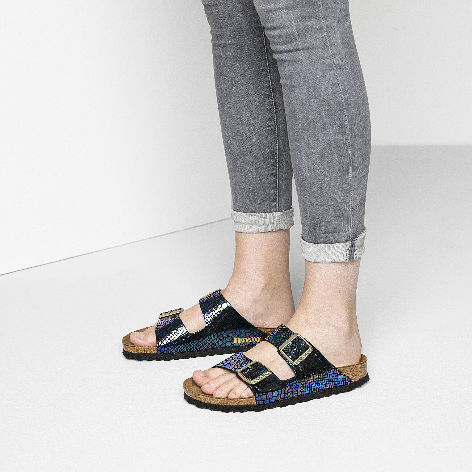 Arizona Birko Flor Shiny Snake Black Multicolor BIRKENSTOCK