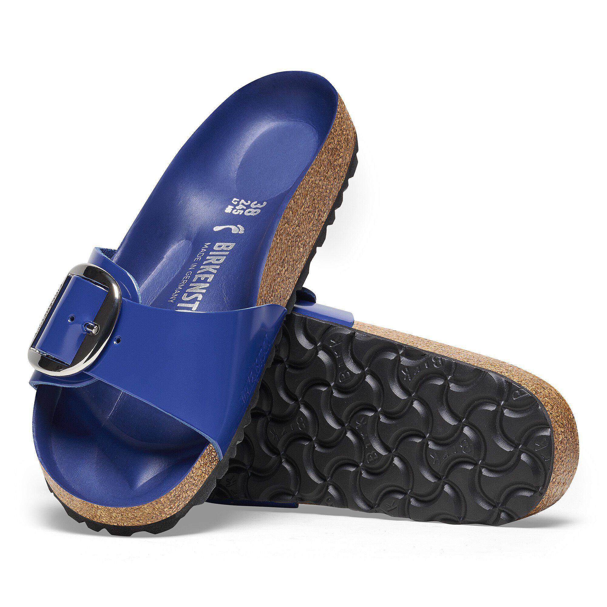 Madrid Big Buckle Natural Leather Patent High-Shine Cobalt