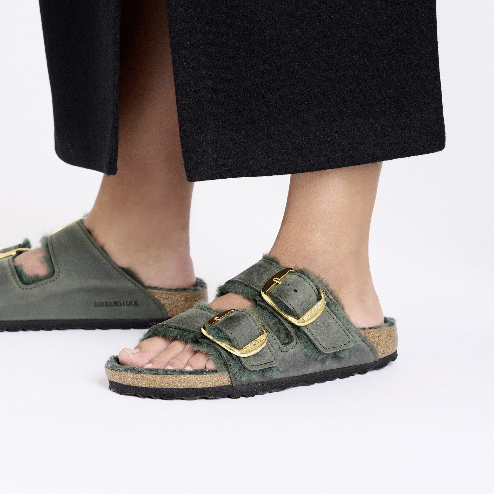 【Birkenstock】ARIZONA BIG BUCKLE SHEARLING Arizona Big Buckle Shearling Oiled Leather Thyme | BIRKENSTOCK