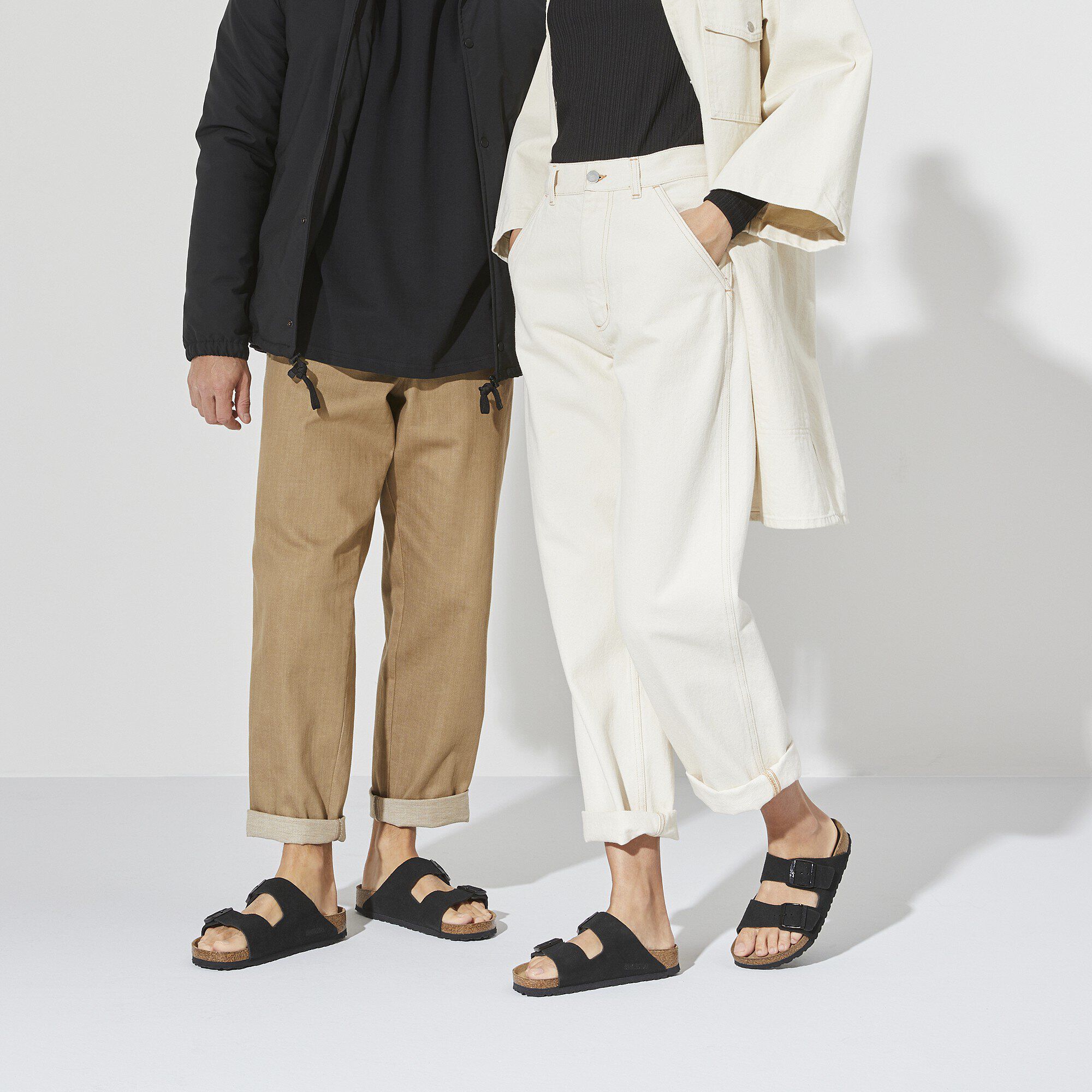 Birkenstock arizona suede leather black hot sale