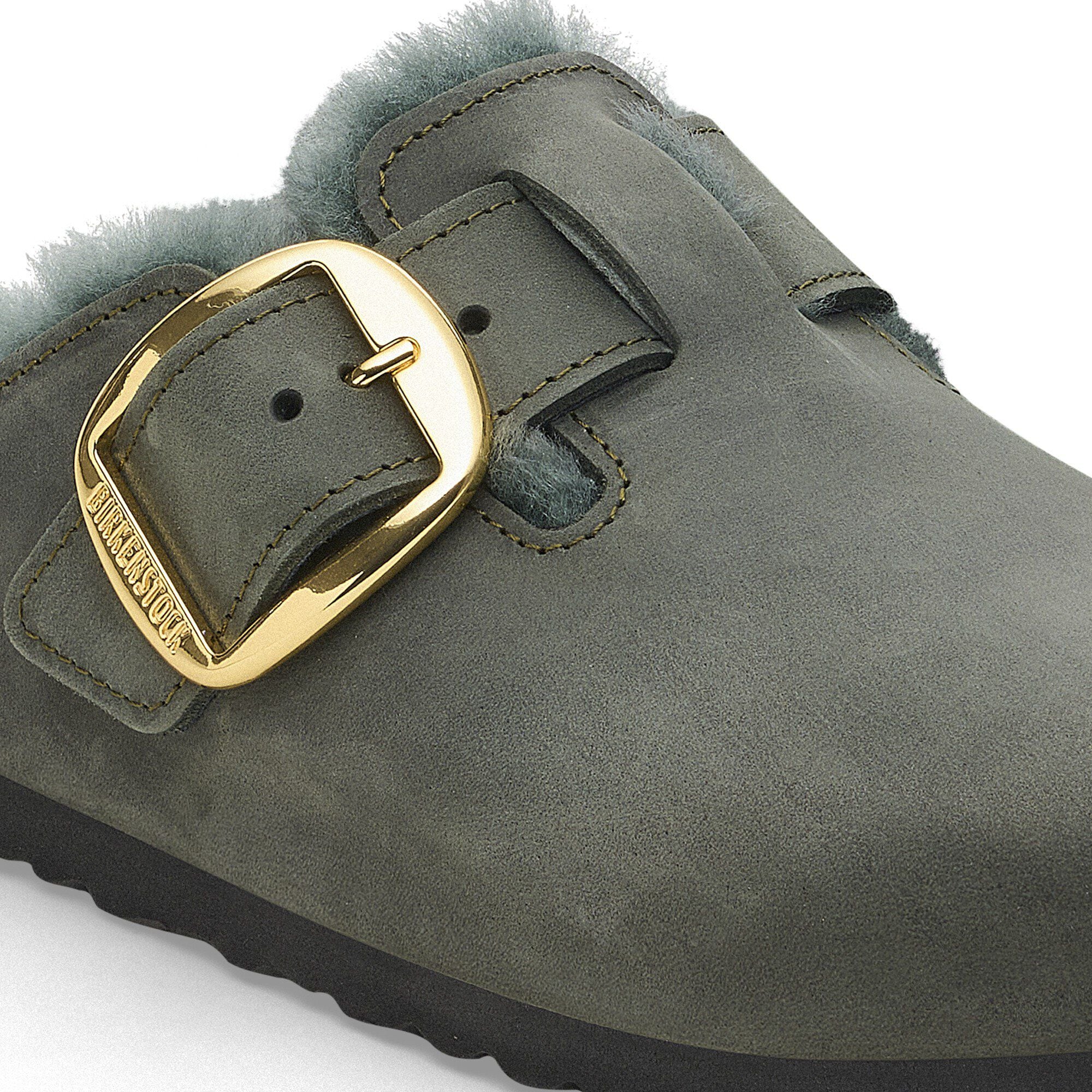 Boston Big Buckle Shearling Oiled Leather Thyme BIRKENSTOCK