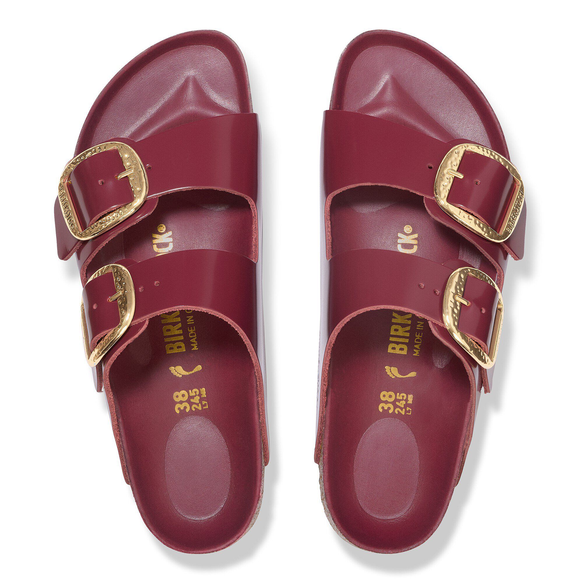 新品！BIRKENSTOCK ARIZONA BIG BUCKLE HEX Arizona Hammered Big Buckle Natural Leather Patent Zinfandel