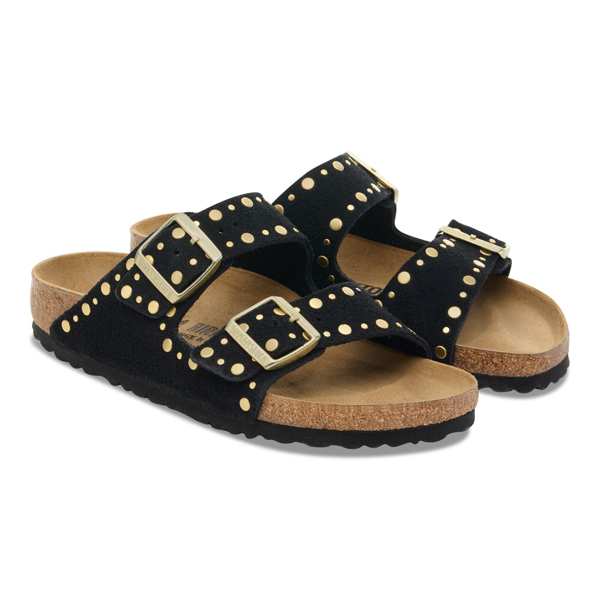 サンダル・ミュール BIRKENSTOCK Arizona rivet border leather sandals with applie Arizona Rivets Suede Leather Taupe | BIRKENSTOCK