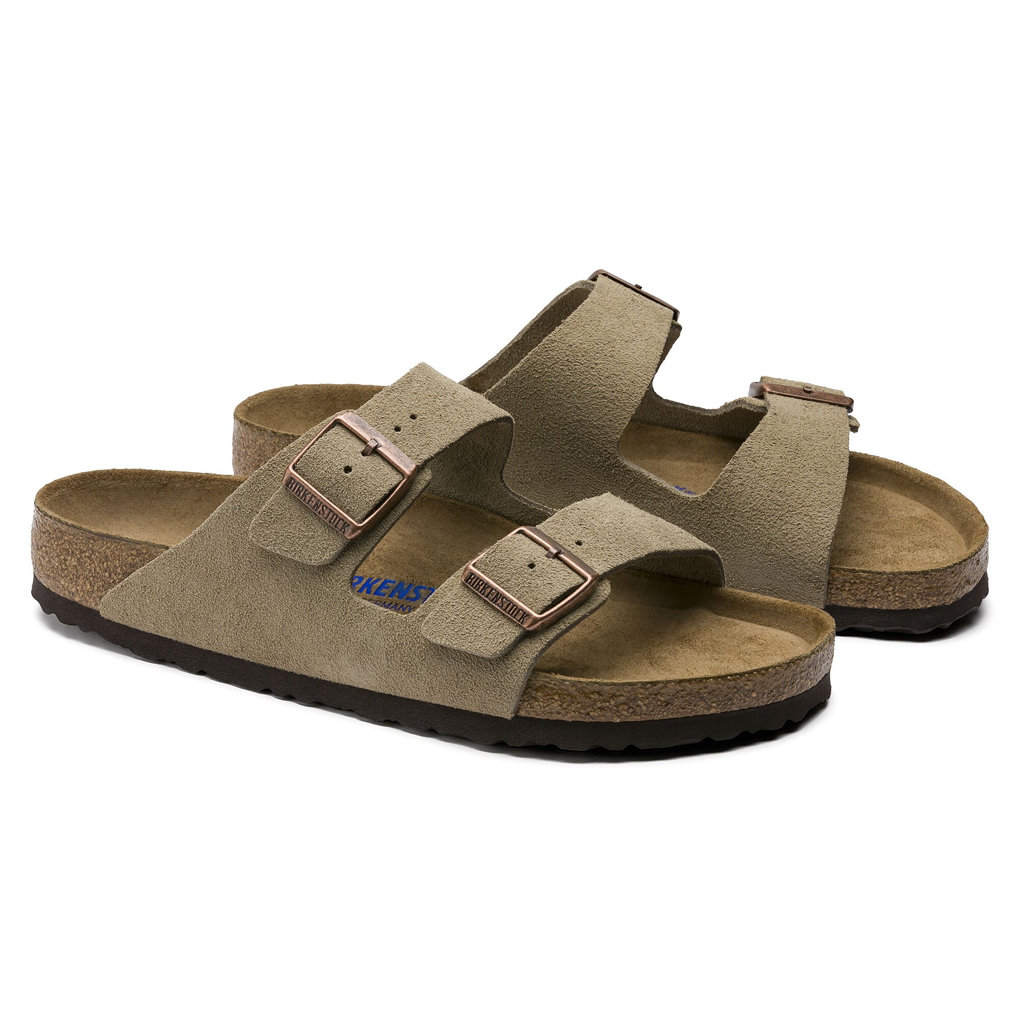 Birkenstock arizona soft footbed sandal in taupe suede outlet