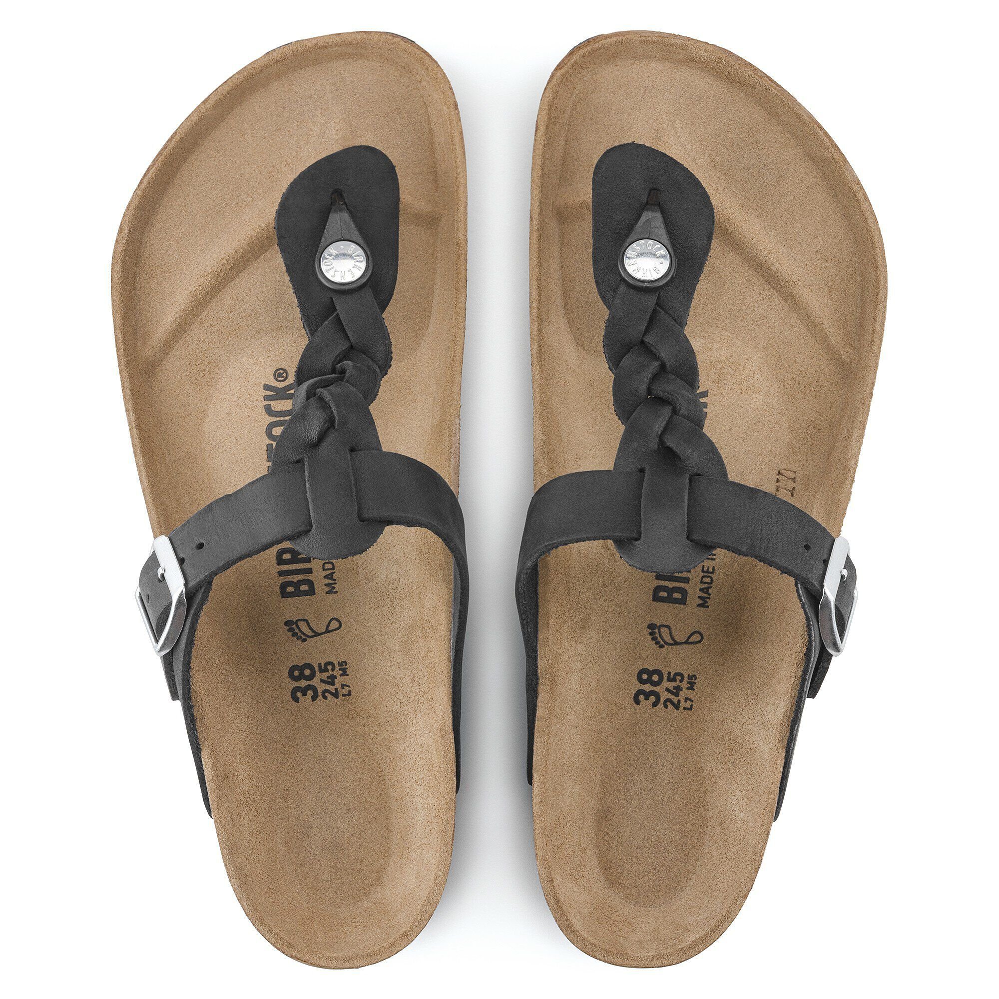Gizeh Braided Oiled Leather Black | BIRKENSTOCK