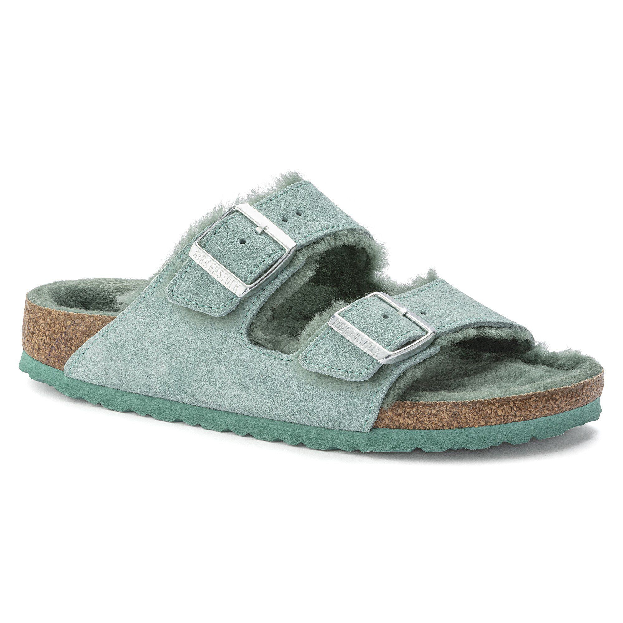 Birkenstock arizona shearling suede leather clearance
