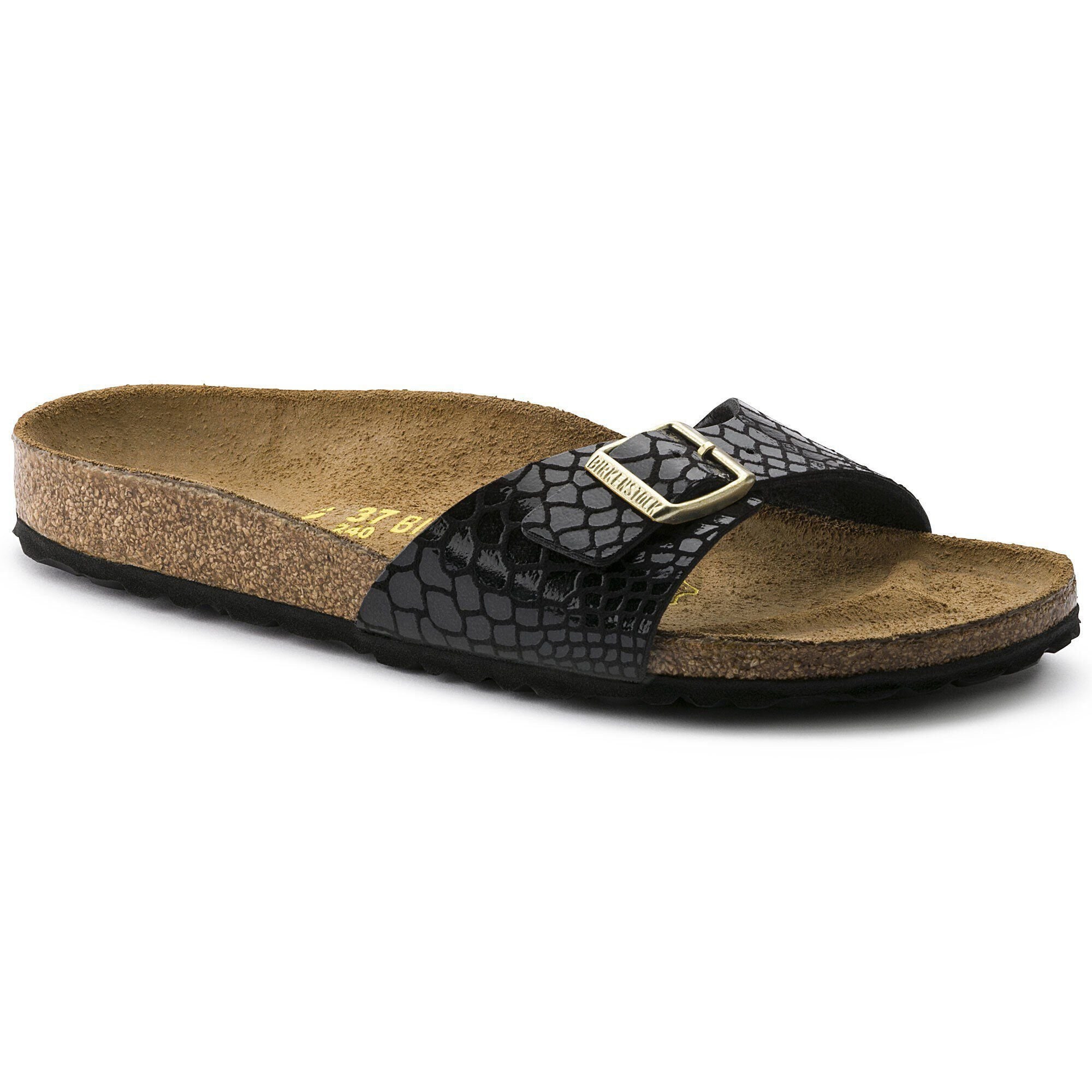 Black snakeskin birkenstocks sales