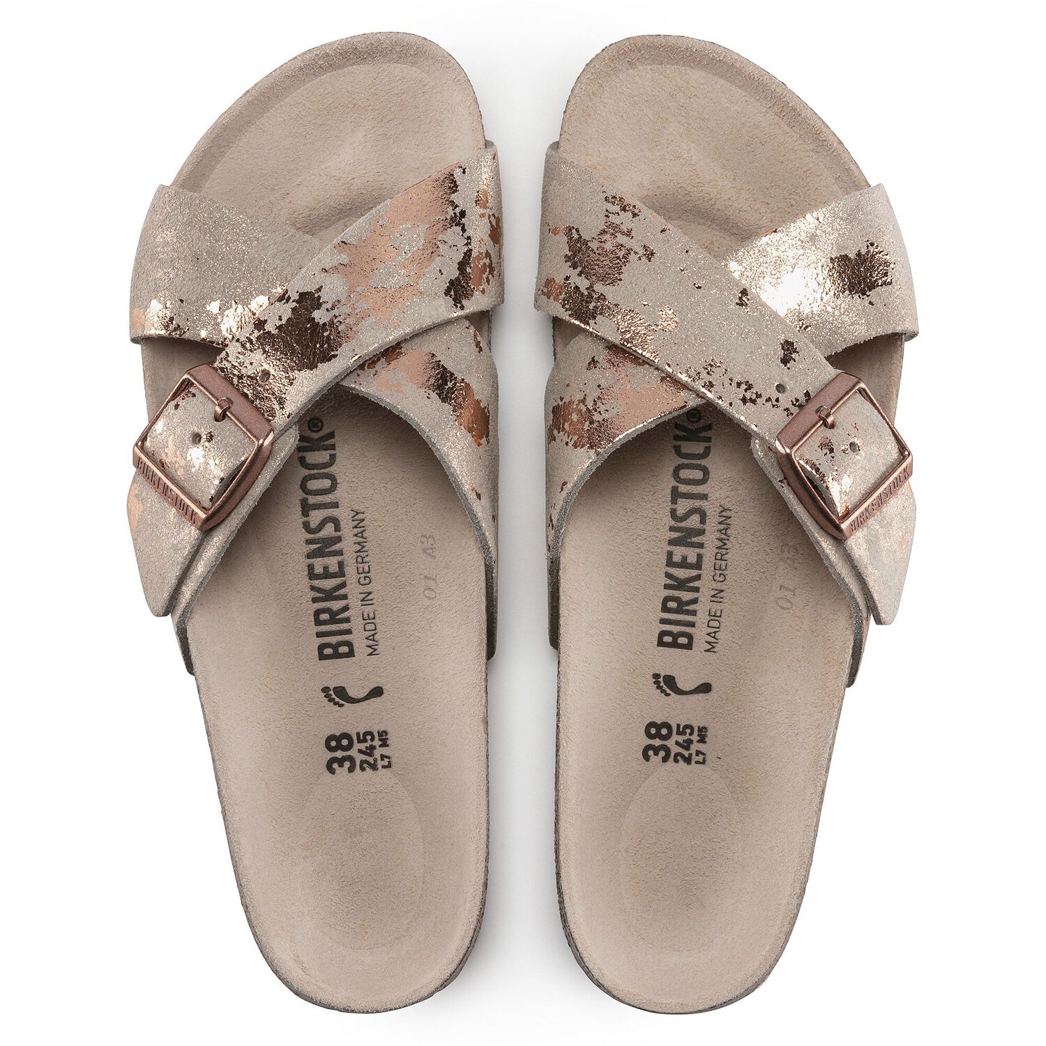 birkenstock vintage metallic rose copper leather