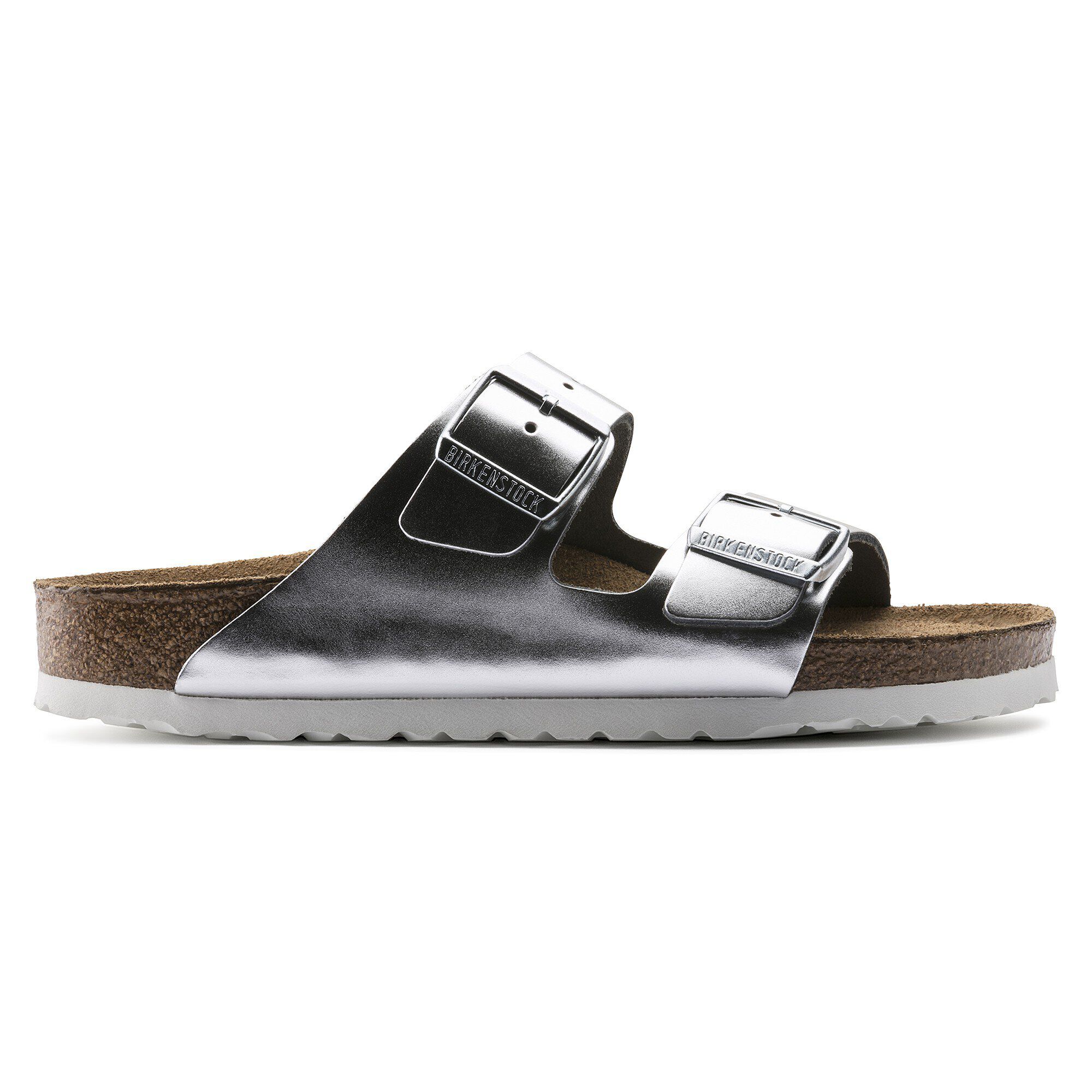 Arizona Soft Footbed Leather Metallic Silver BIRKENSTOCK