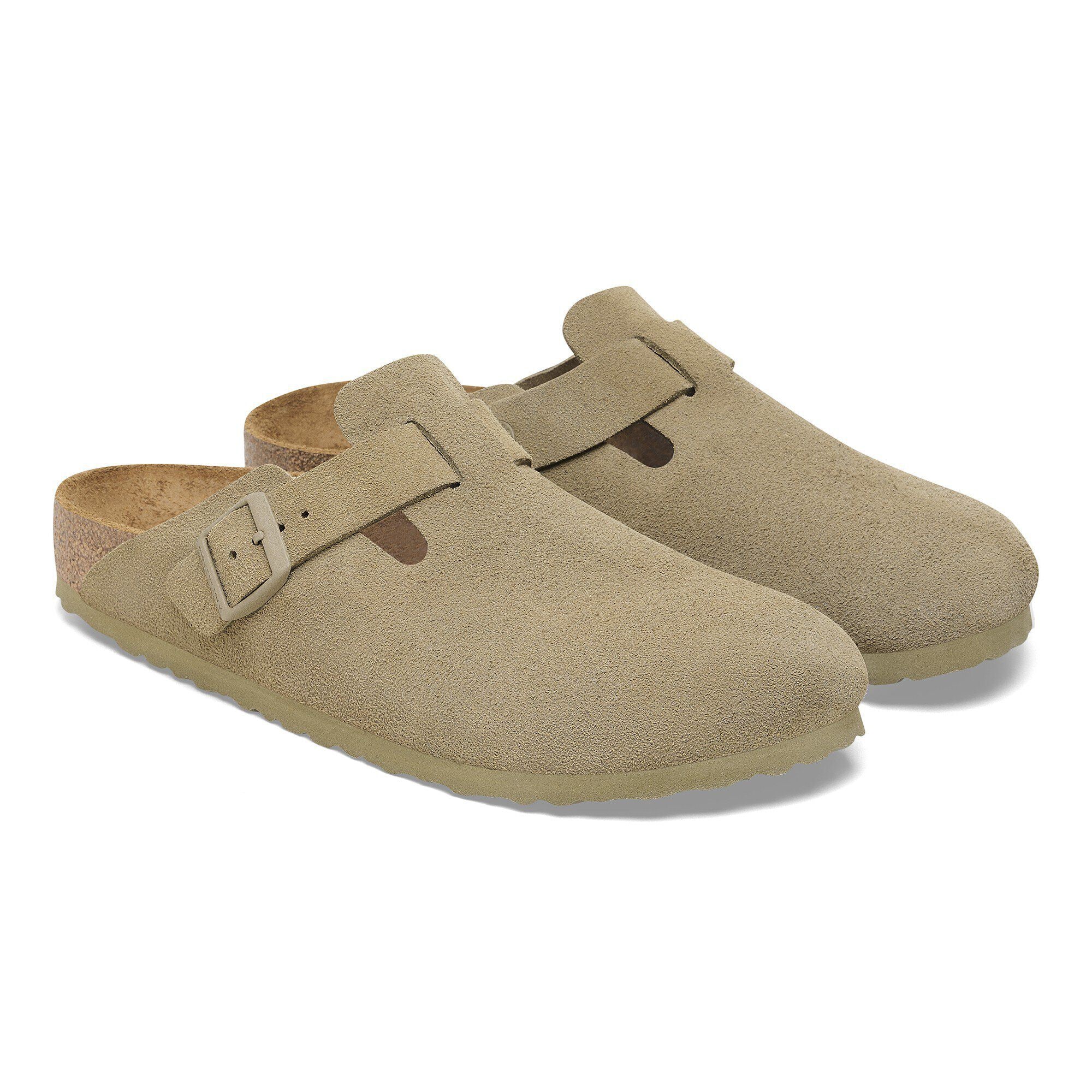 新作ウエア Suede Boston Leather BIRKENSTOCK | Khaki Faded 靴