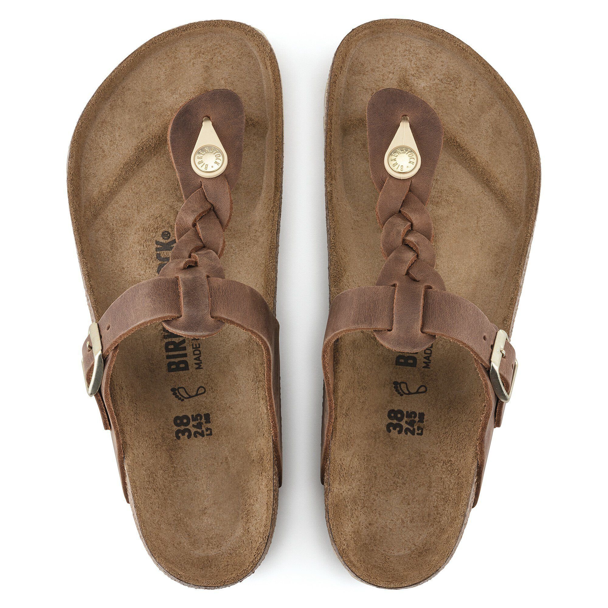 Gizeh Braided Oiled Leather Cognac | BIRKENSTOCK