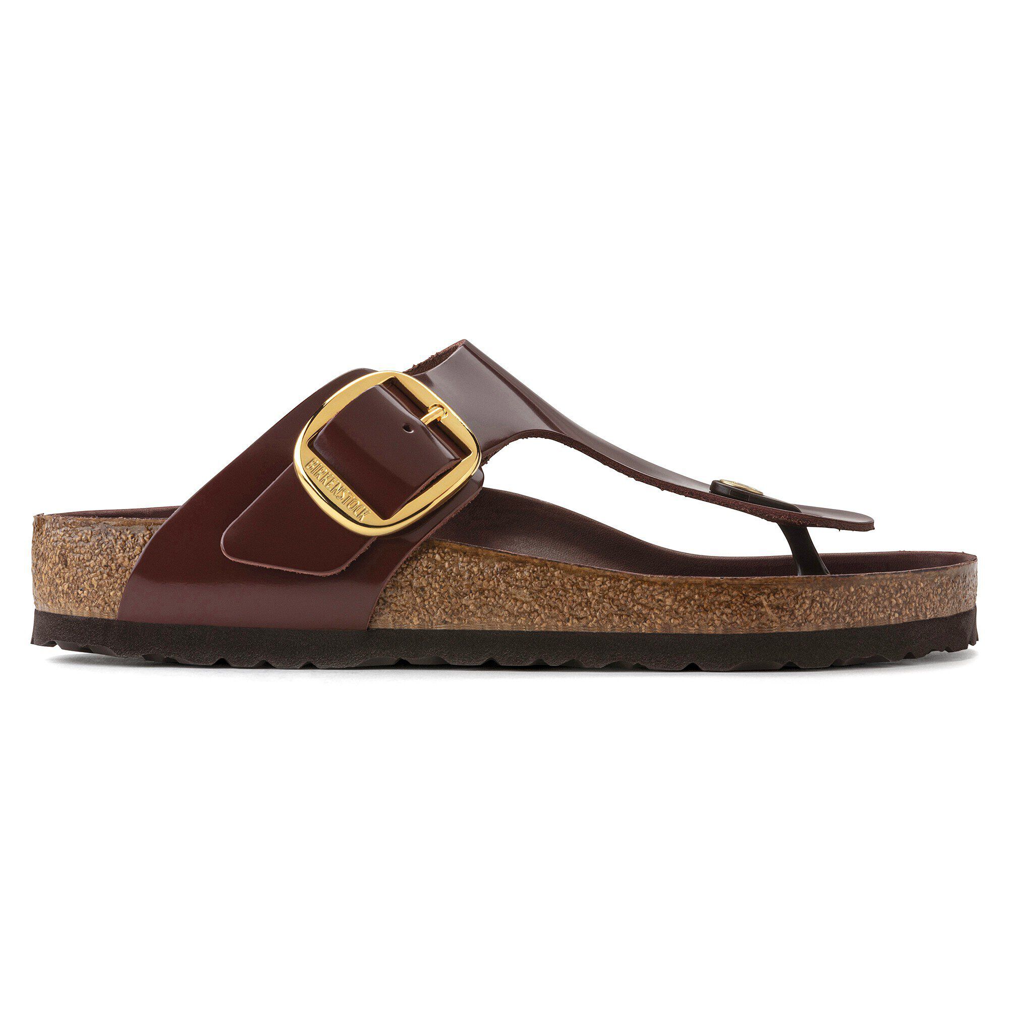 Gizeh Big Buckle Natural Leather Patent High Shine Chocolate