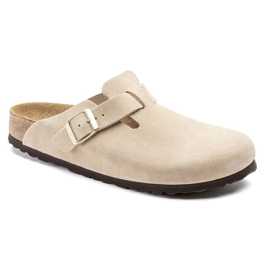 nul Dem Strædet thong Boston Soft Footbed Suede Leather Nude | BIRKENSTOCK
