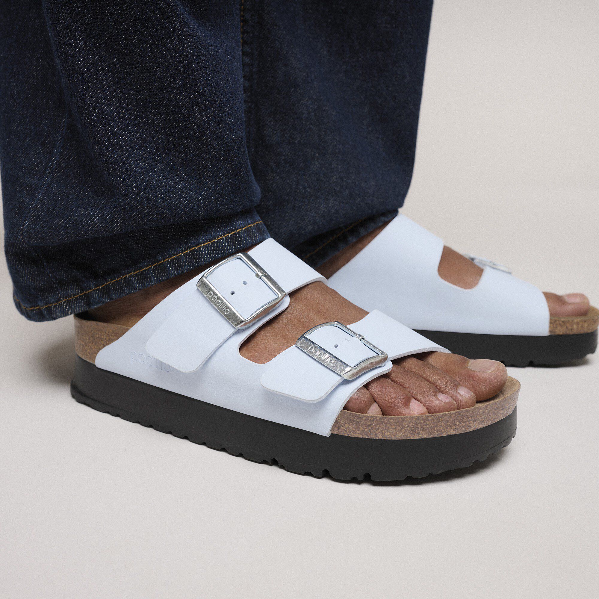 サンダル BIRKENSTOCK 'Arizona PAP Chunky' sandals (1029141 BABYBLUE) Arizona Chunky Suede Leather Baby Blue | BIRKENSTOCK