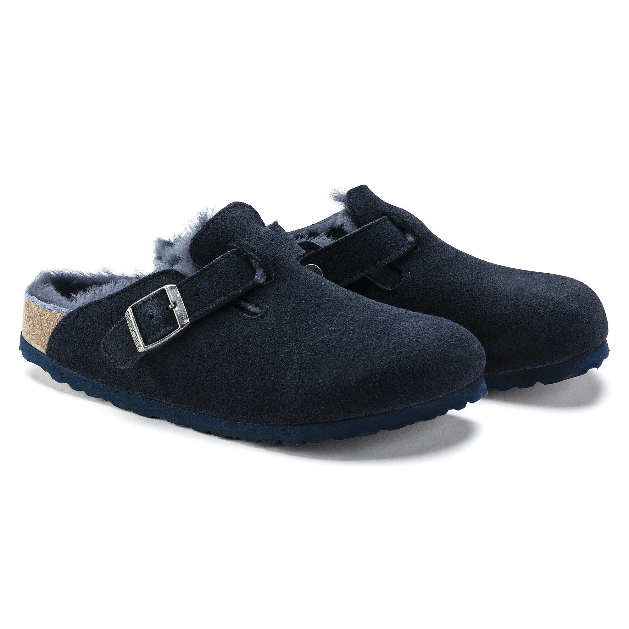 Birkenstock Shearling Boston Suede Leather Shearling Night Clogs