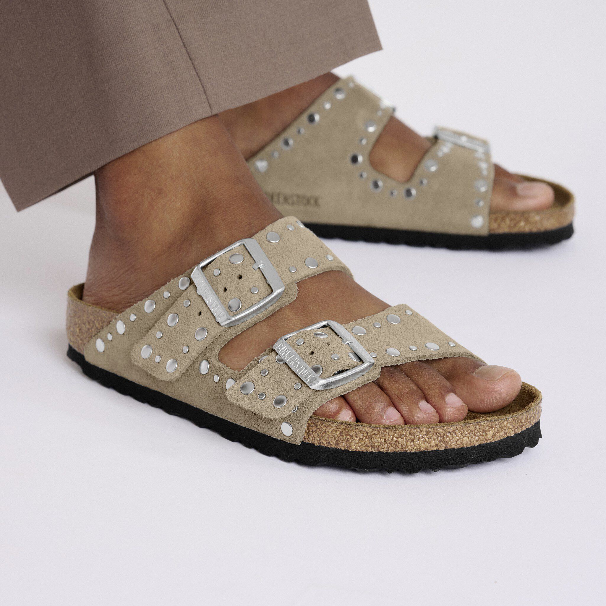 Arizona Rivets Suede Leather Taupe | BIRKENSTOCK