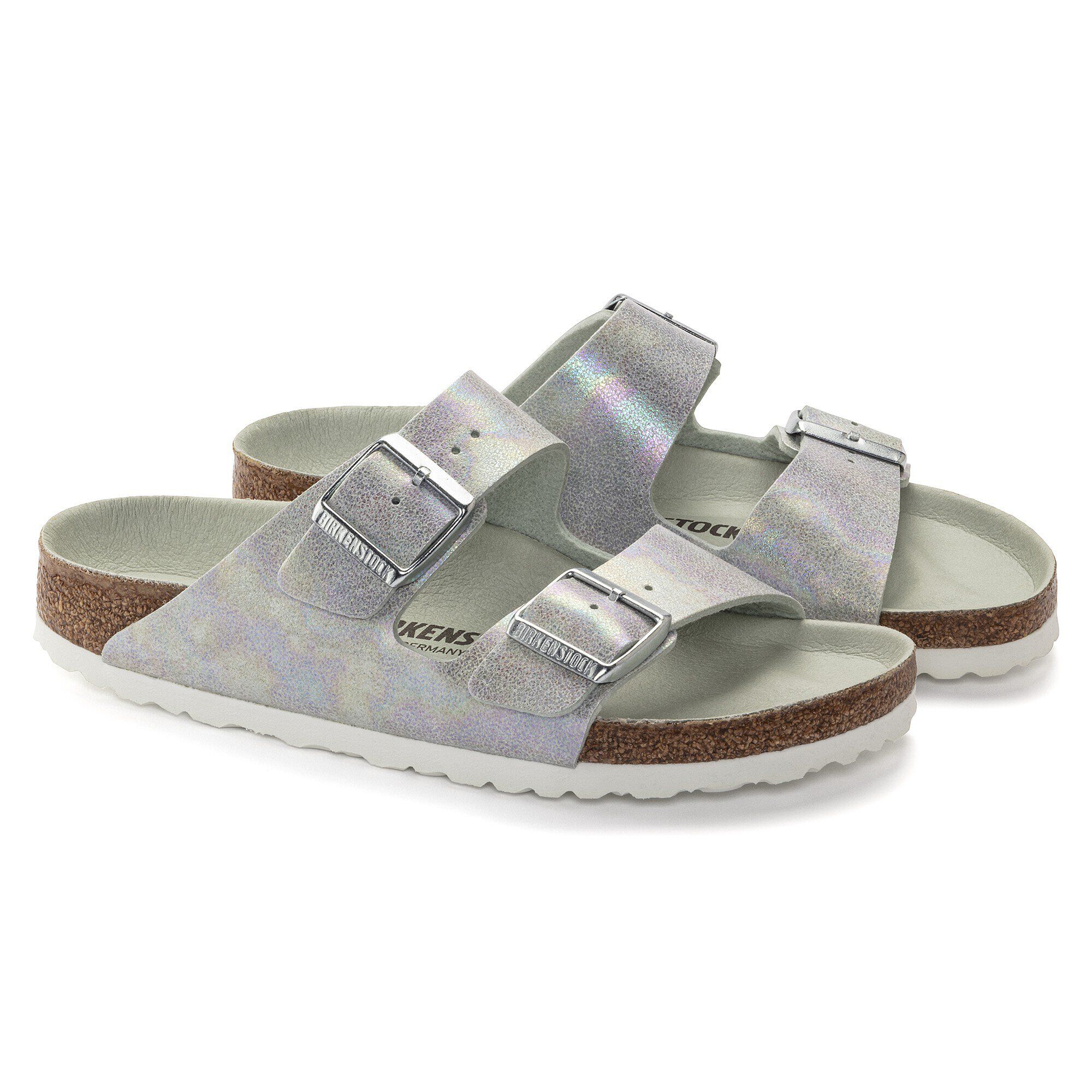 Washed metallic blue silver birkenstock discount