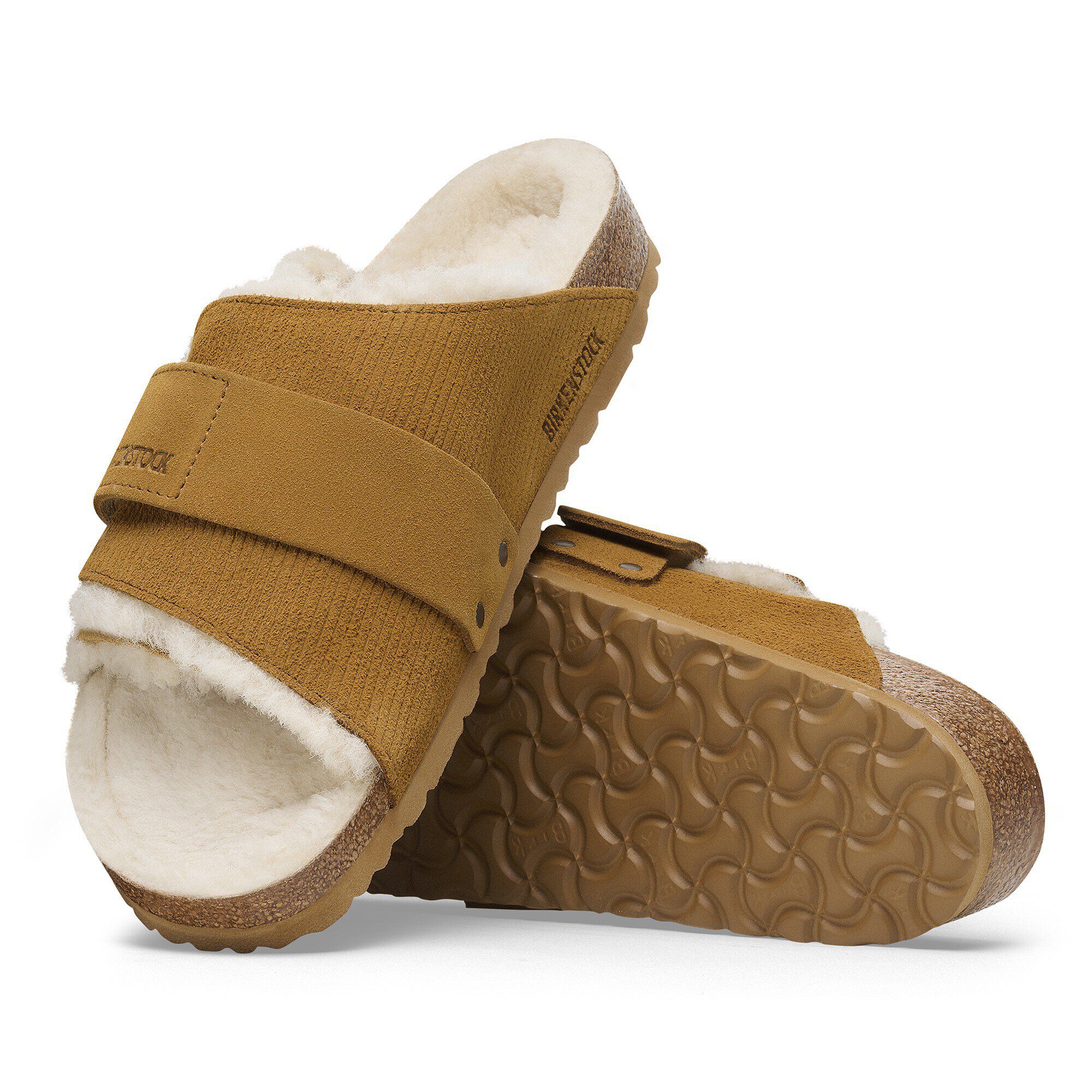 Birkenstock ☆ made in Germany Kyoto Shearling Clogs Kyoto Shearling Suede Leather-Shearling Corduroy Cork Brown