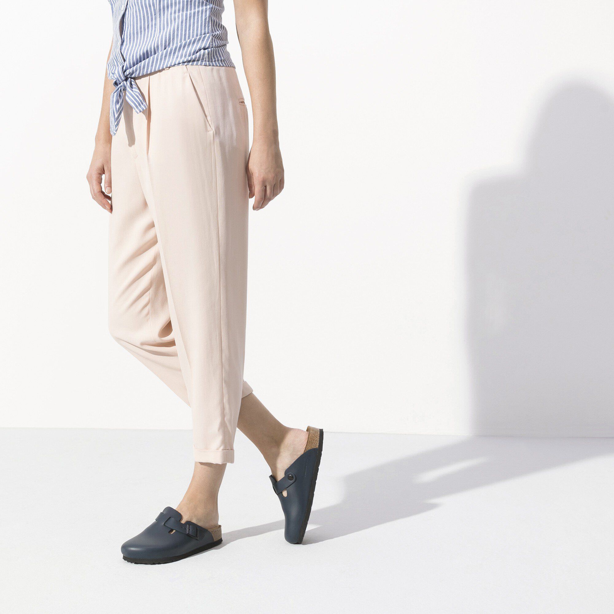 Birkenstock boston blue leather clearance