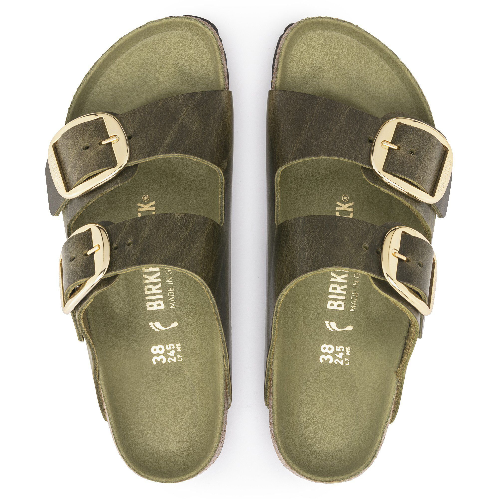 Arizona Big Buckle Oiled Leather Olive Green BIRKENSTOCK