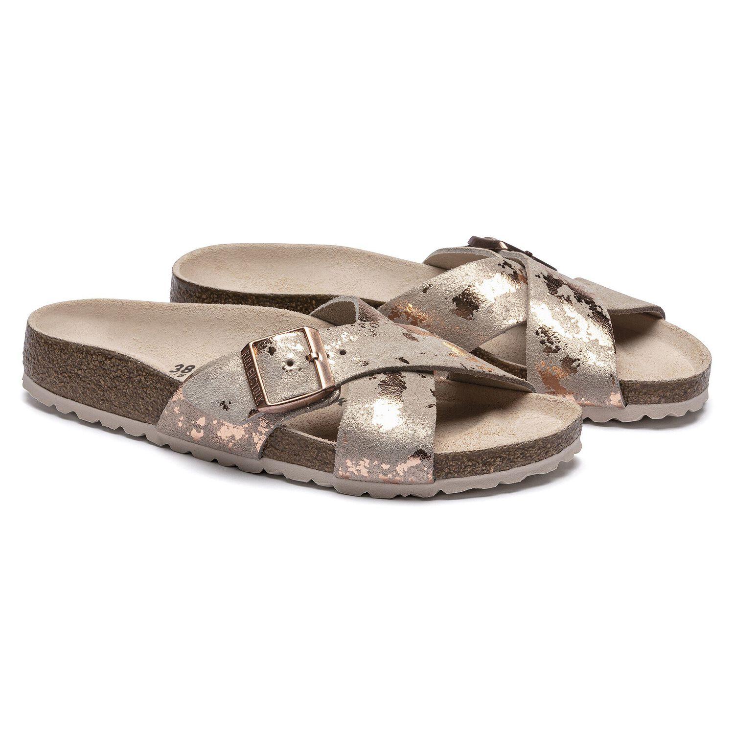 birkenstock vintage metallic rose copper leather