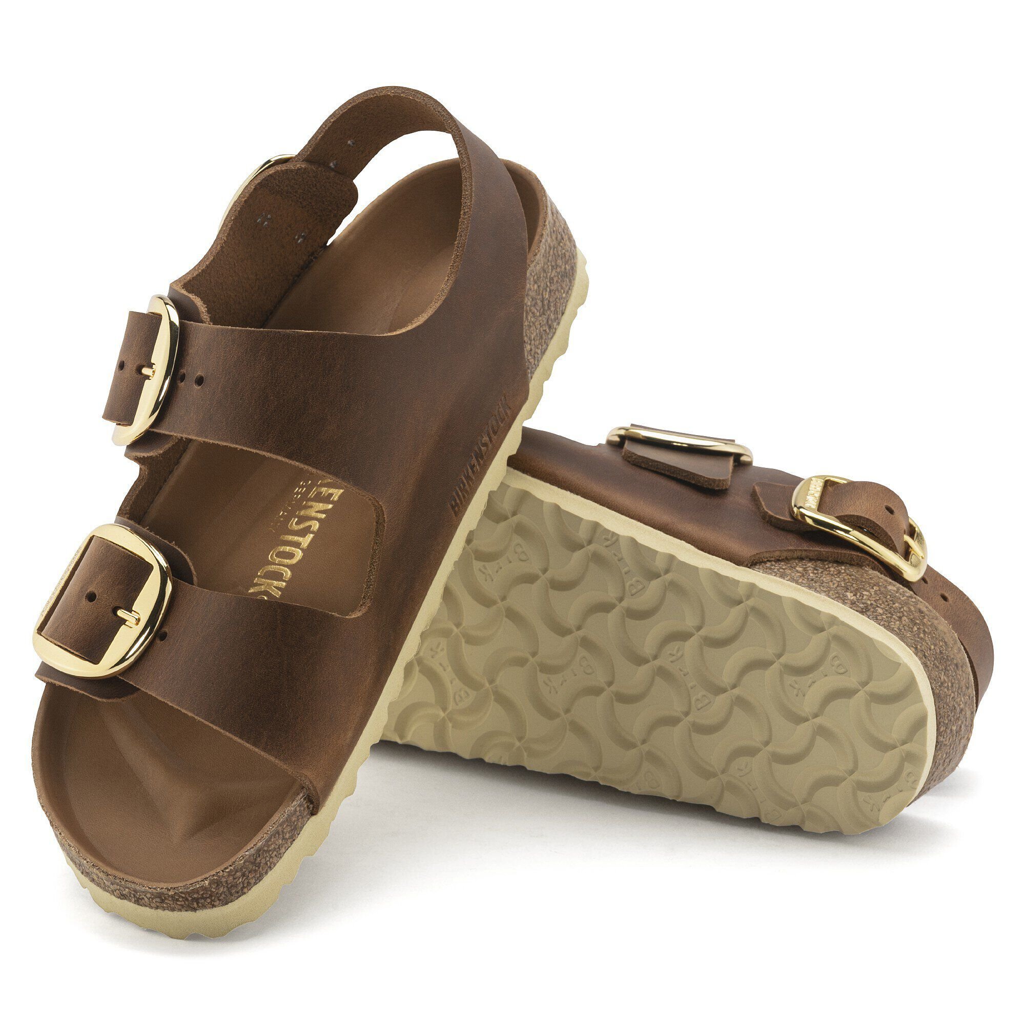 Milano Big Buckle Oiled Leather Cognac