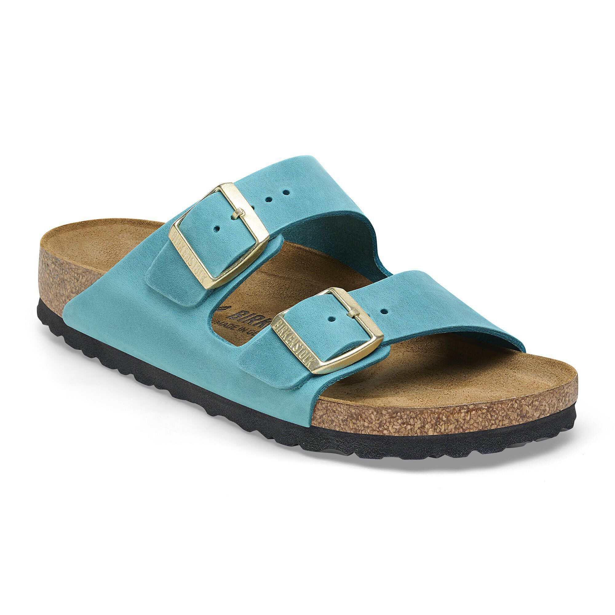 Birkenstock Arizona Oiled Leather Biscay Bay Two Strap Sandals