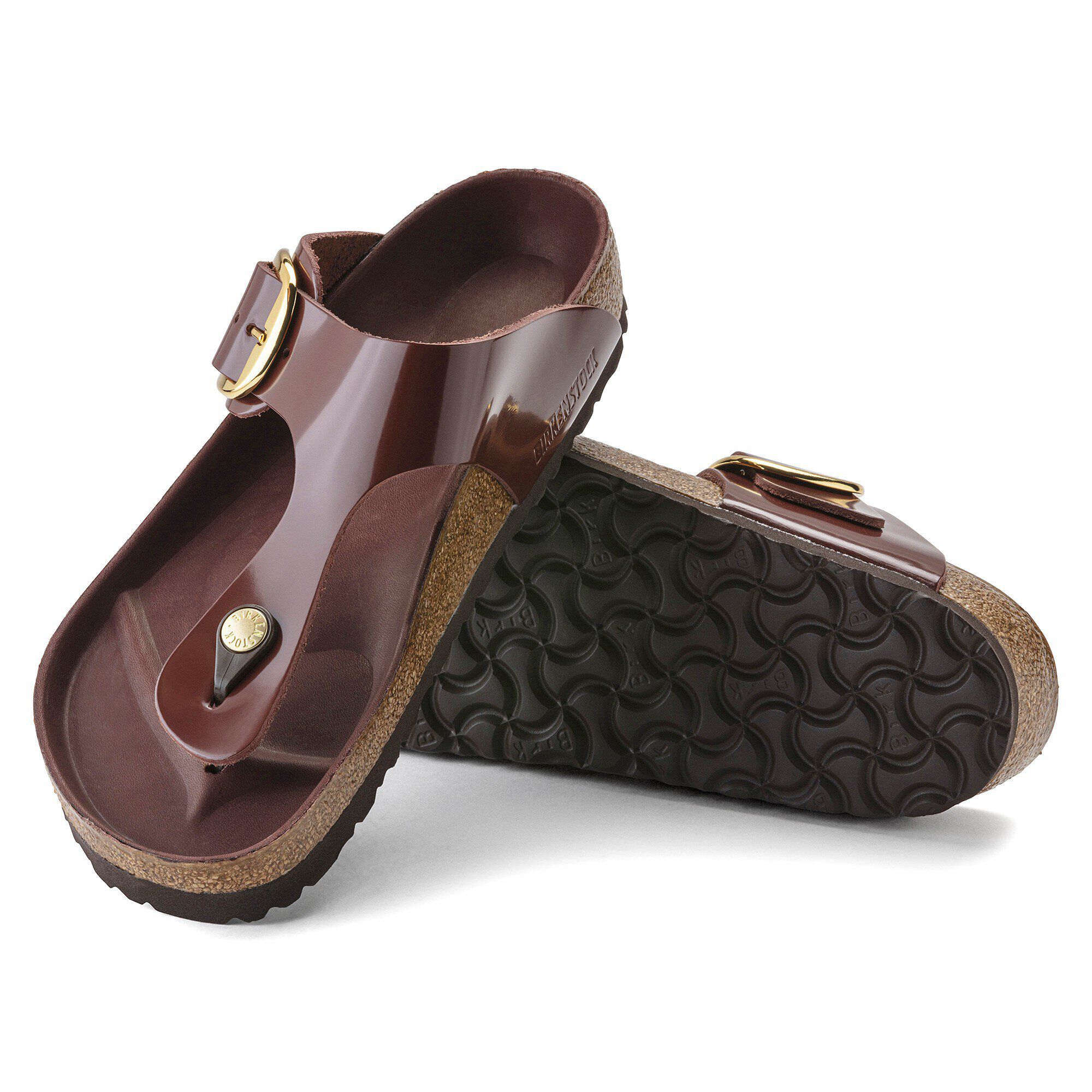 Gizeh Big Buckle Natural Leather Patent High Shine Chocolate Gizeh Big Buckle Natural Leather Patent High Shine Chocolate