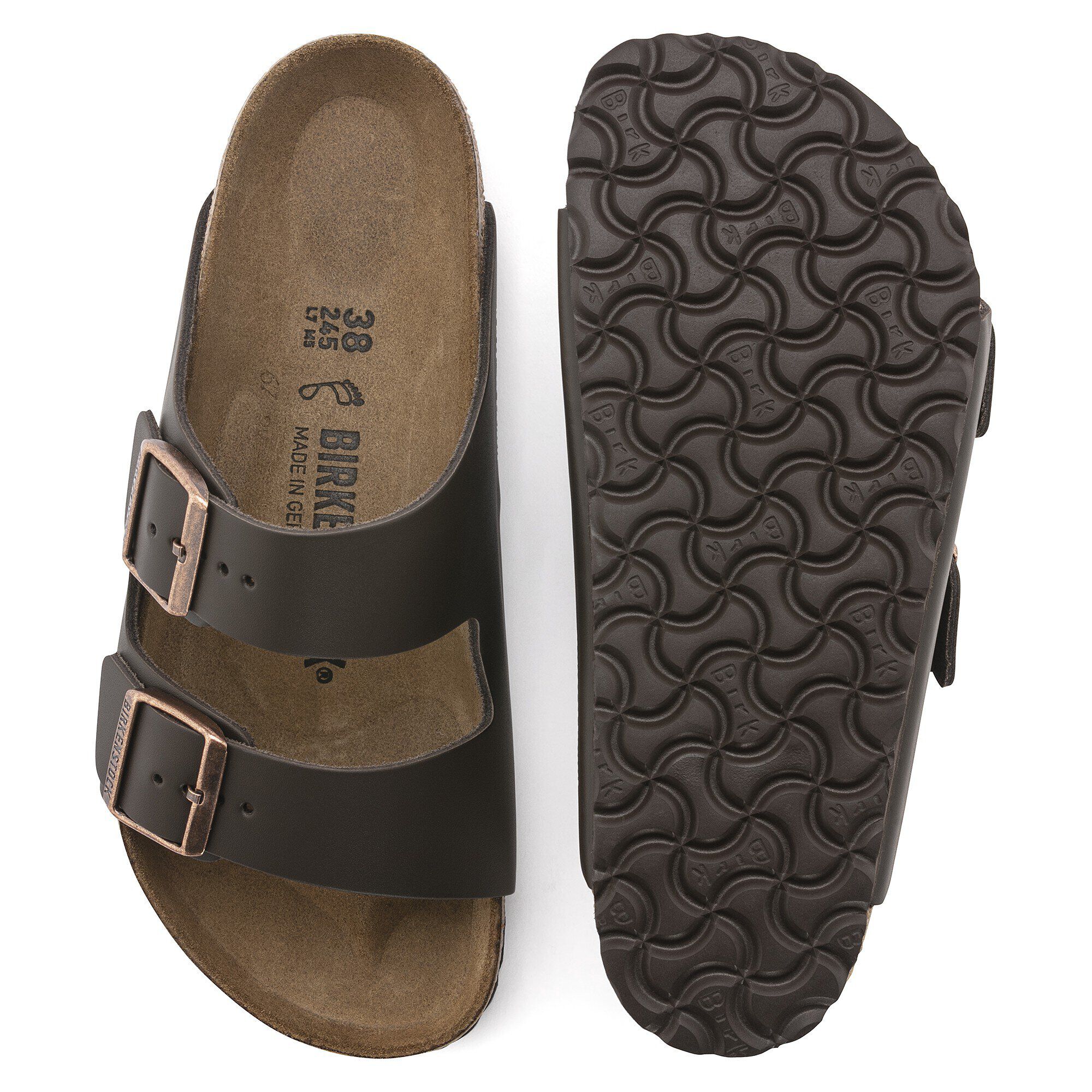 Birkenstock arizona natural leather dark sale brown