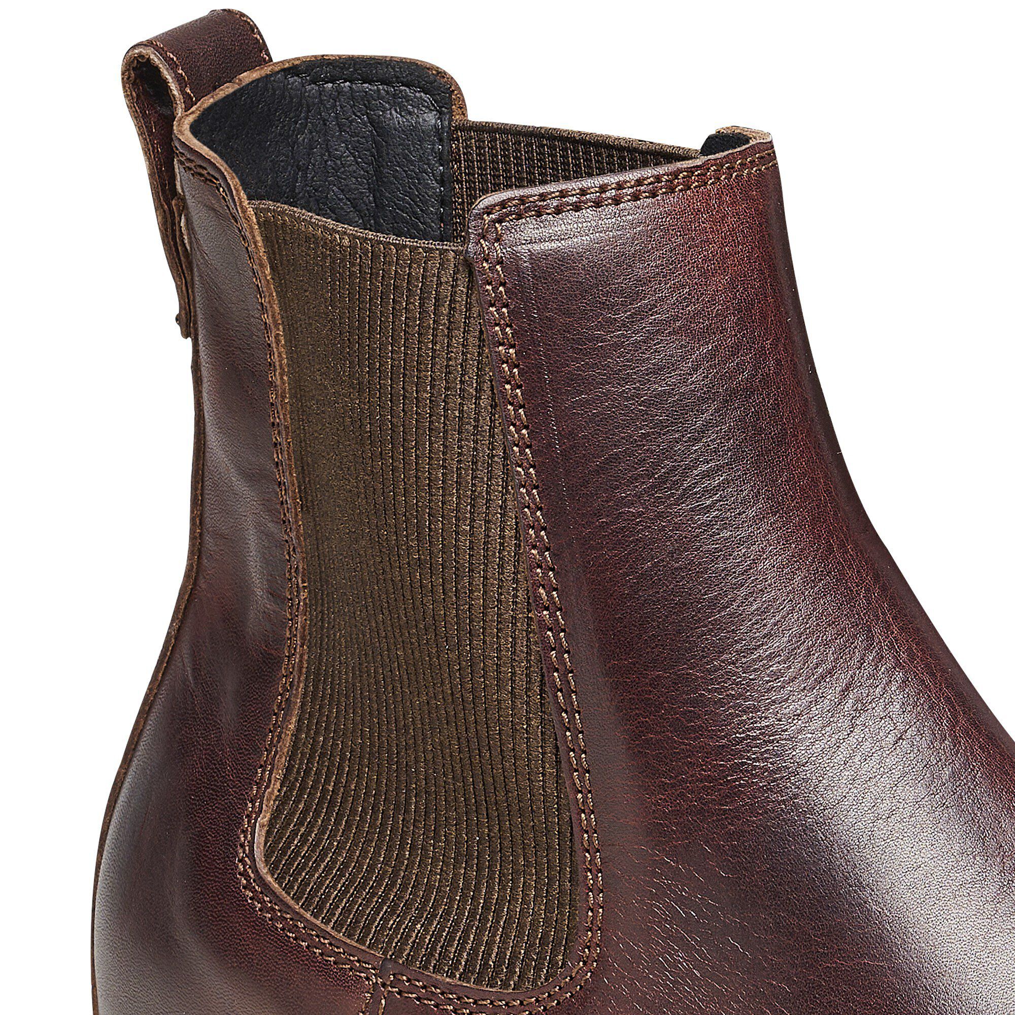 Brown leather sales slip on boots