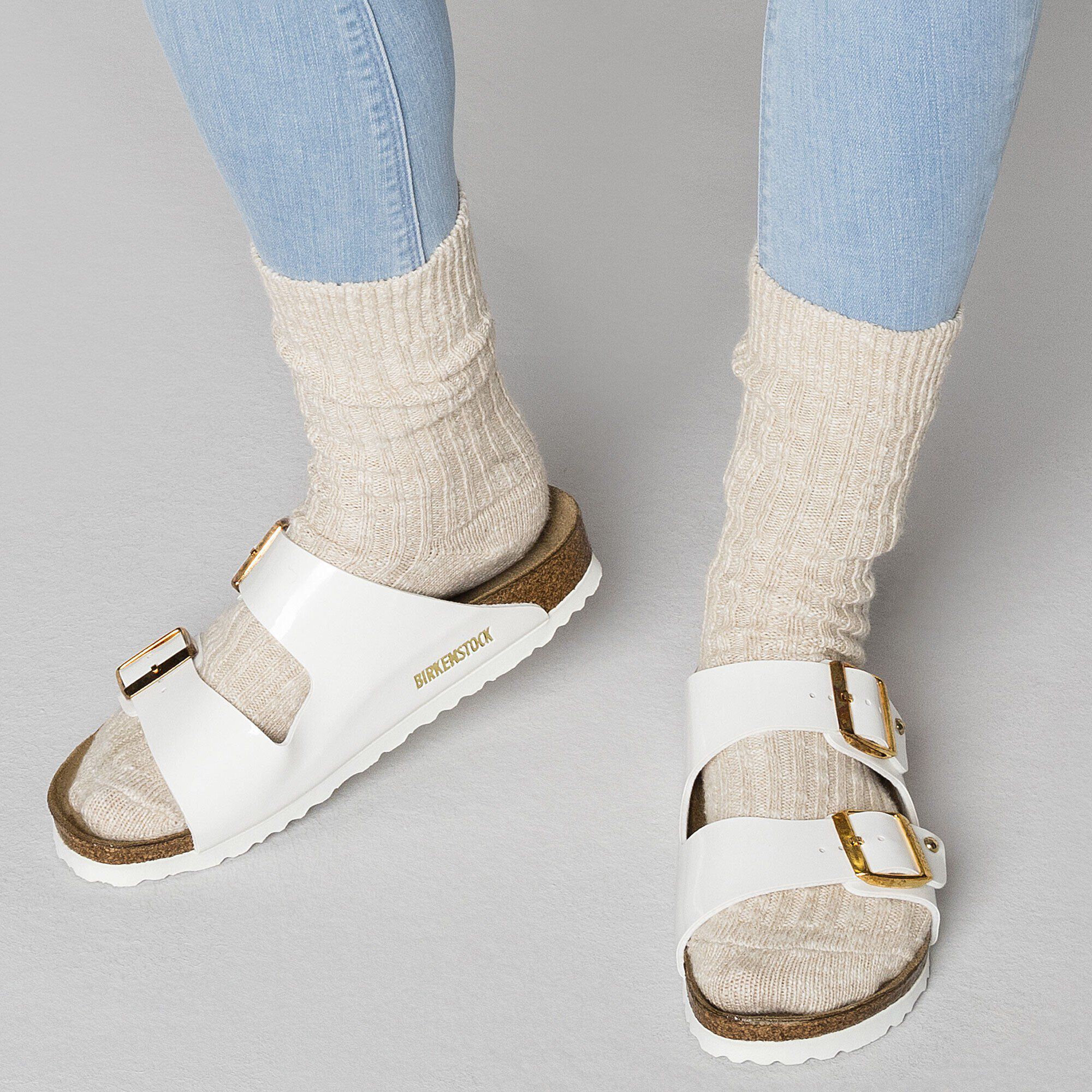 Birkenstock top patent white