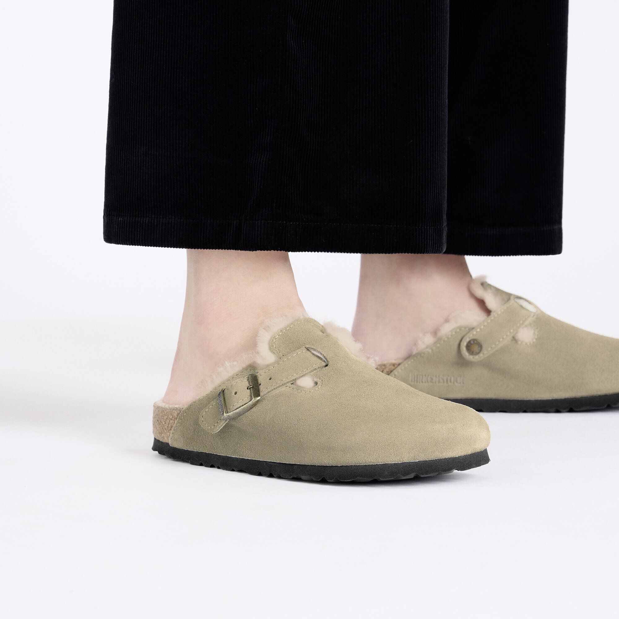 Boston Shearling Suede Leather Taupe BIRKENSTOCK