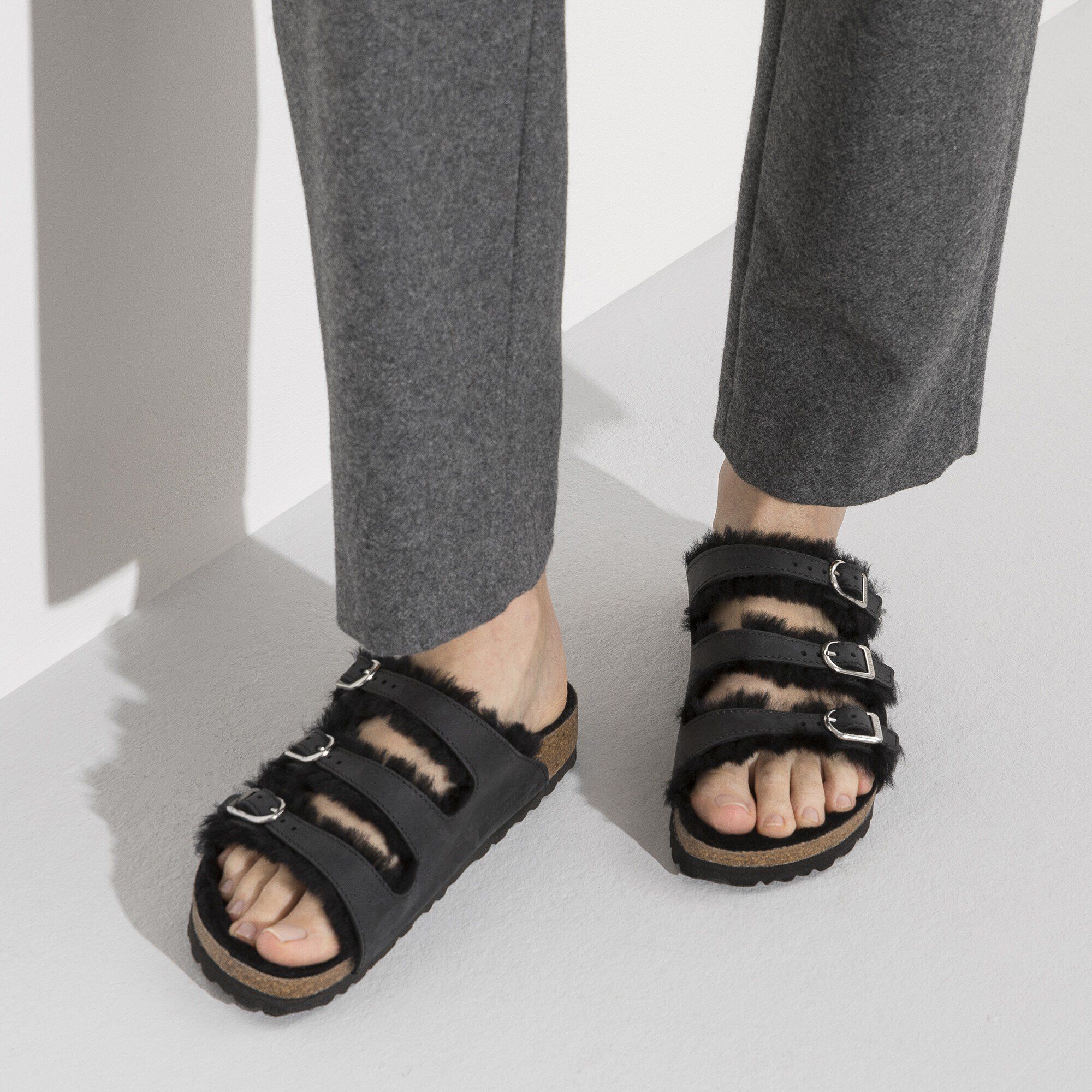 Florida Shearling Oiled Leather Black BIRKENSTOCK