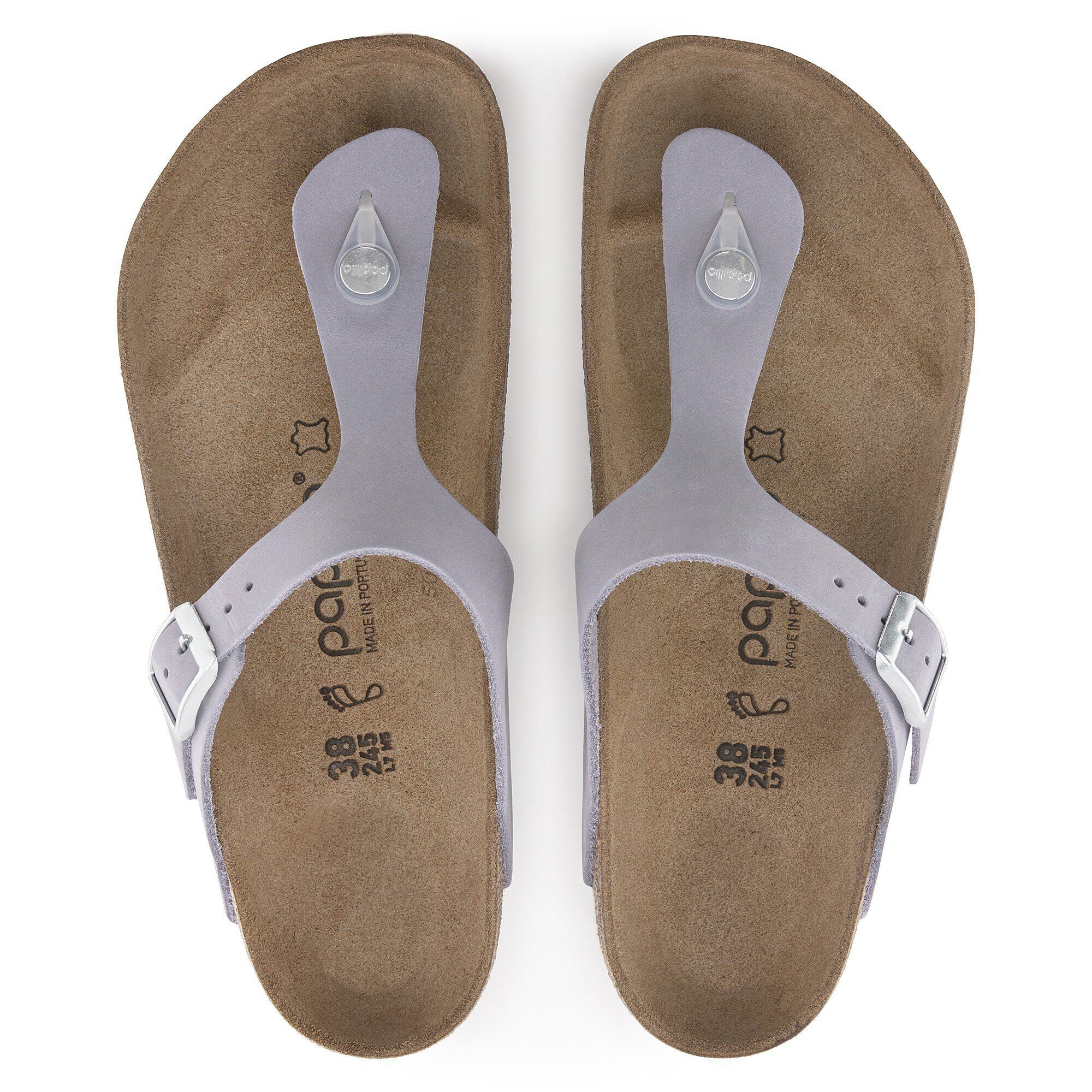 Birkenstock Papillio Gizeh Platform Nubuck Leather Purple Fog Thong Sandals