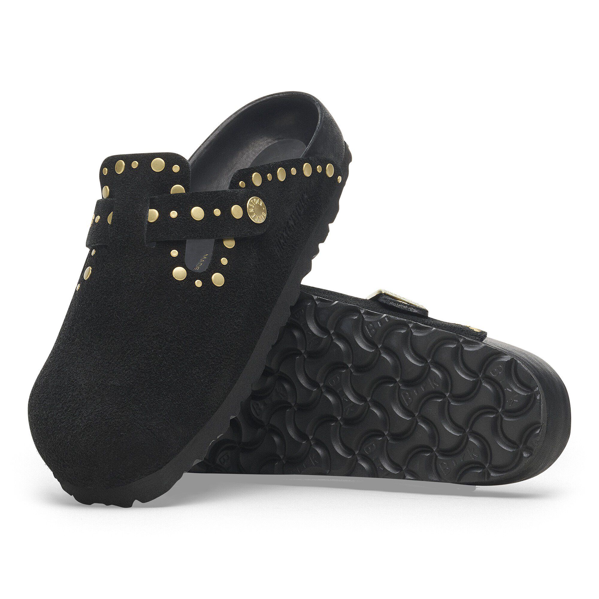 【メール便送料無料対応可】 Boston Rivets BIRKENSTOCK | Black Leather Suede 靴