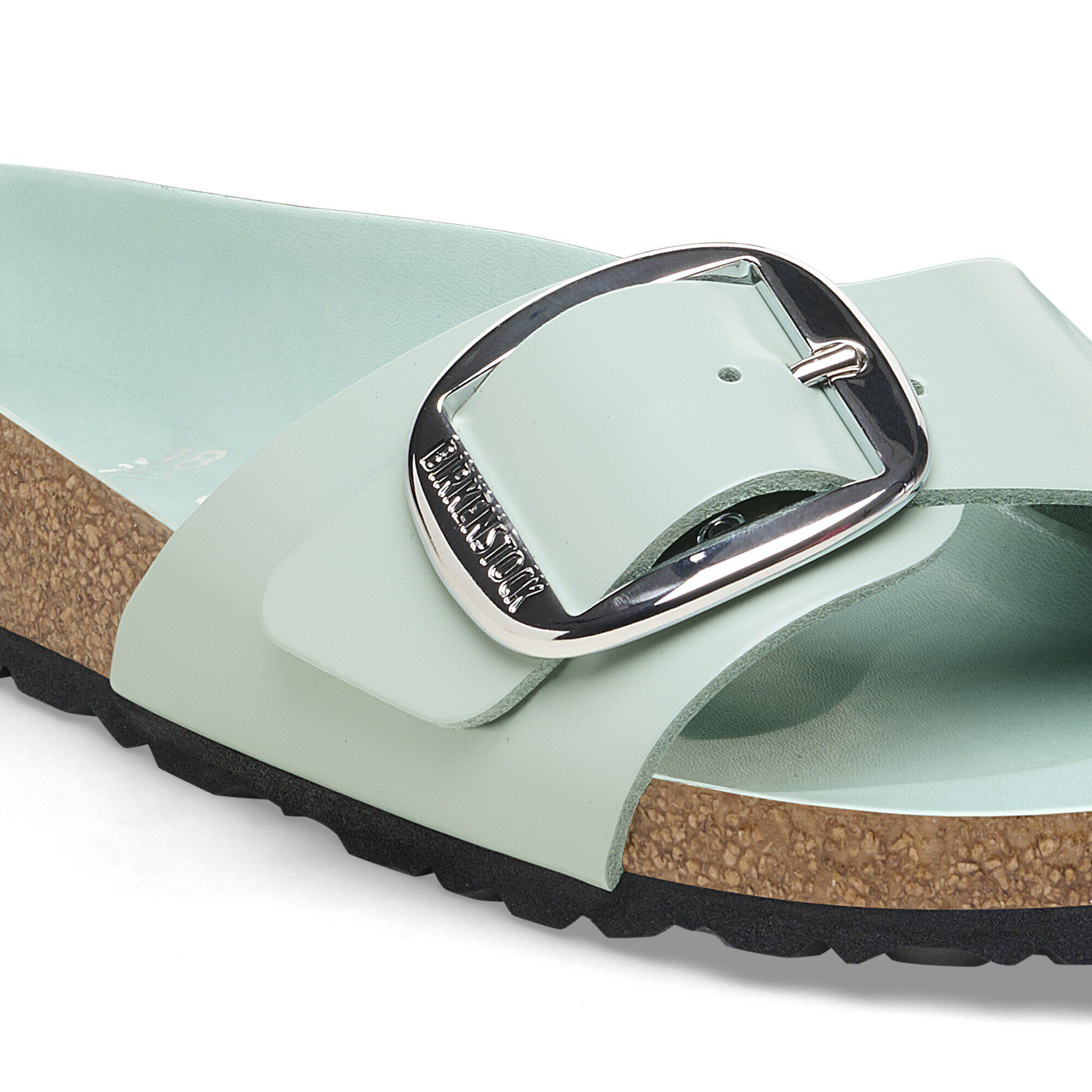 Madrid Big Buckle Natural Leather Patent High Shine Surf Green BIRKENSTOCK
