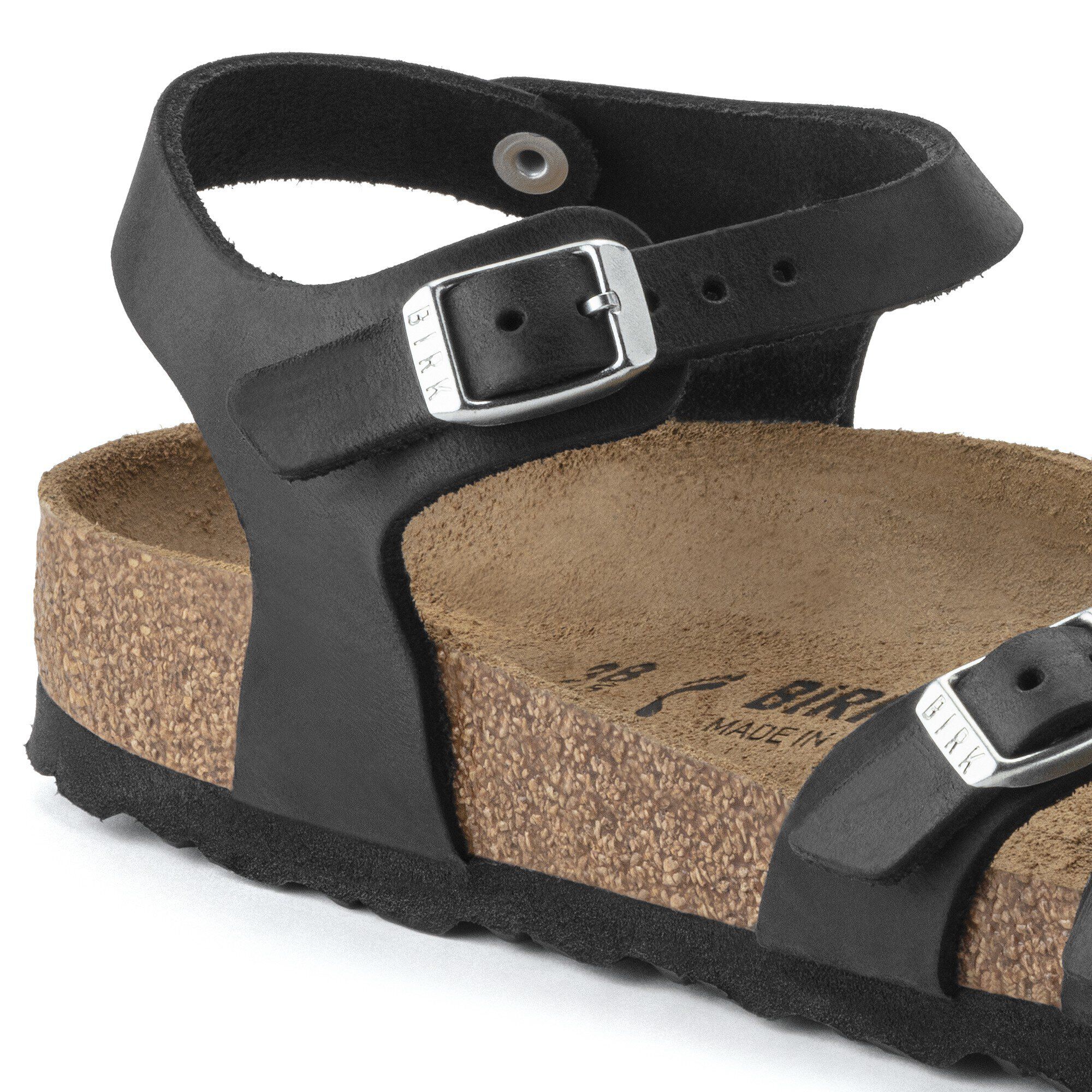 Birkenstock Kumba Oiled Leather Black with An Ankle Strap