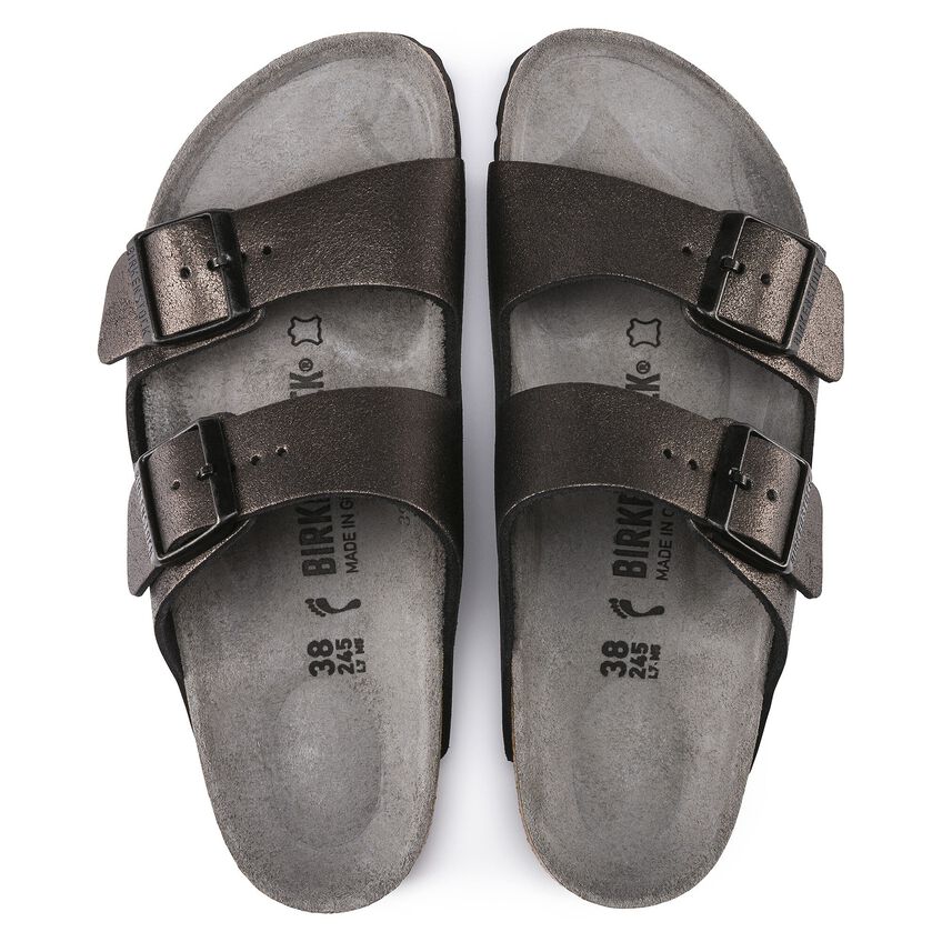 birkenstock washed metallic blue silver