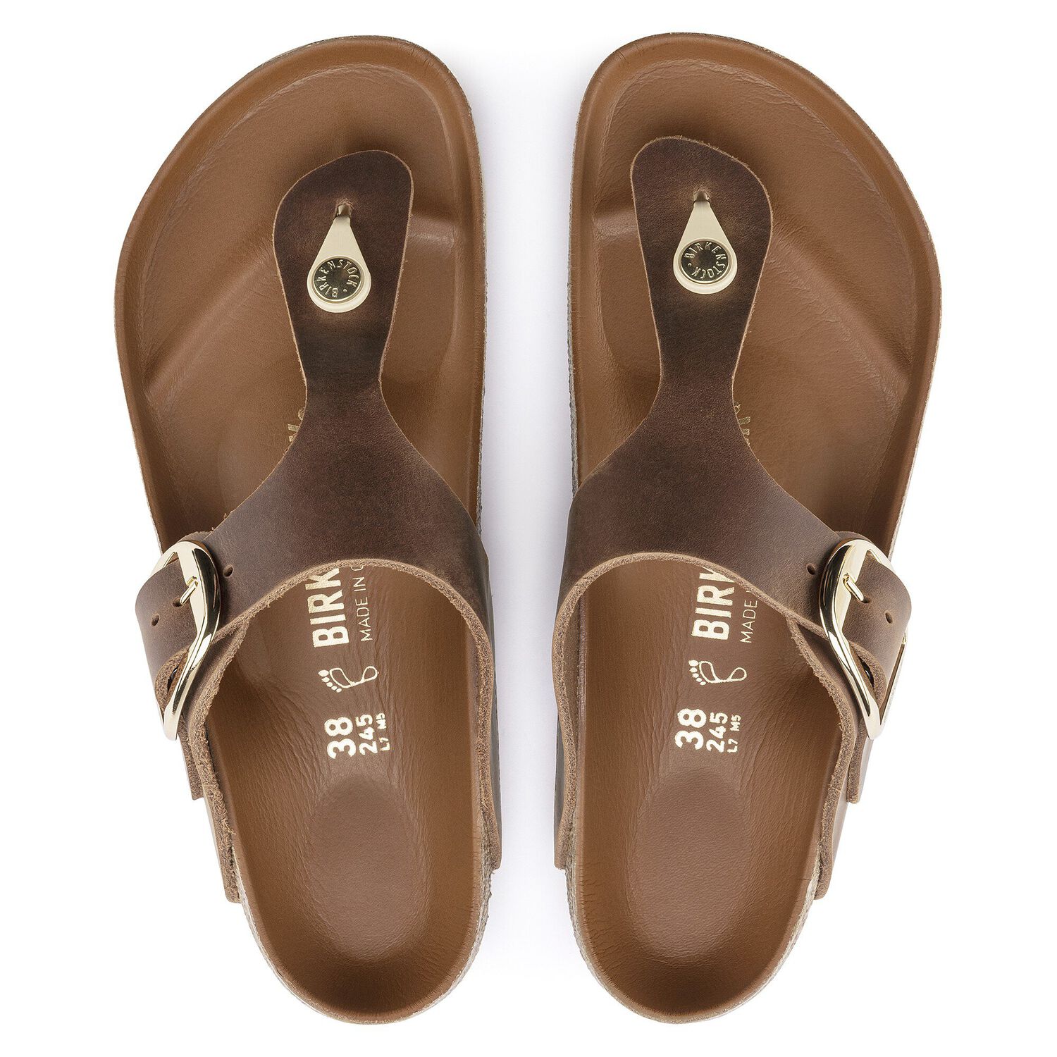 Gizeh Big Buckle Smooth Leather Cognac BIRKENSTOCK