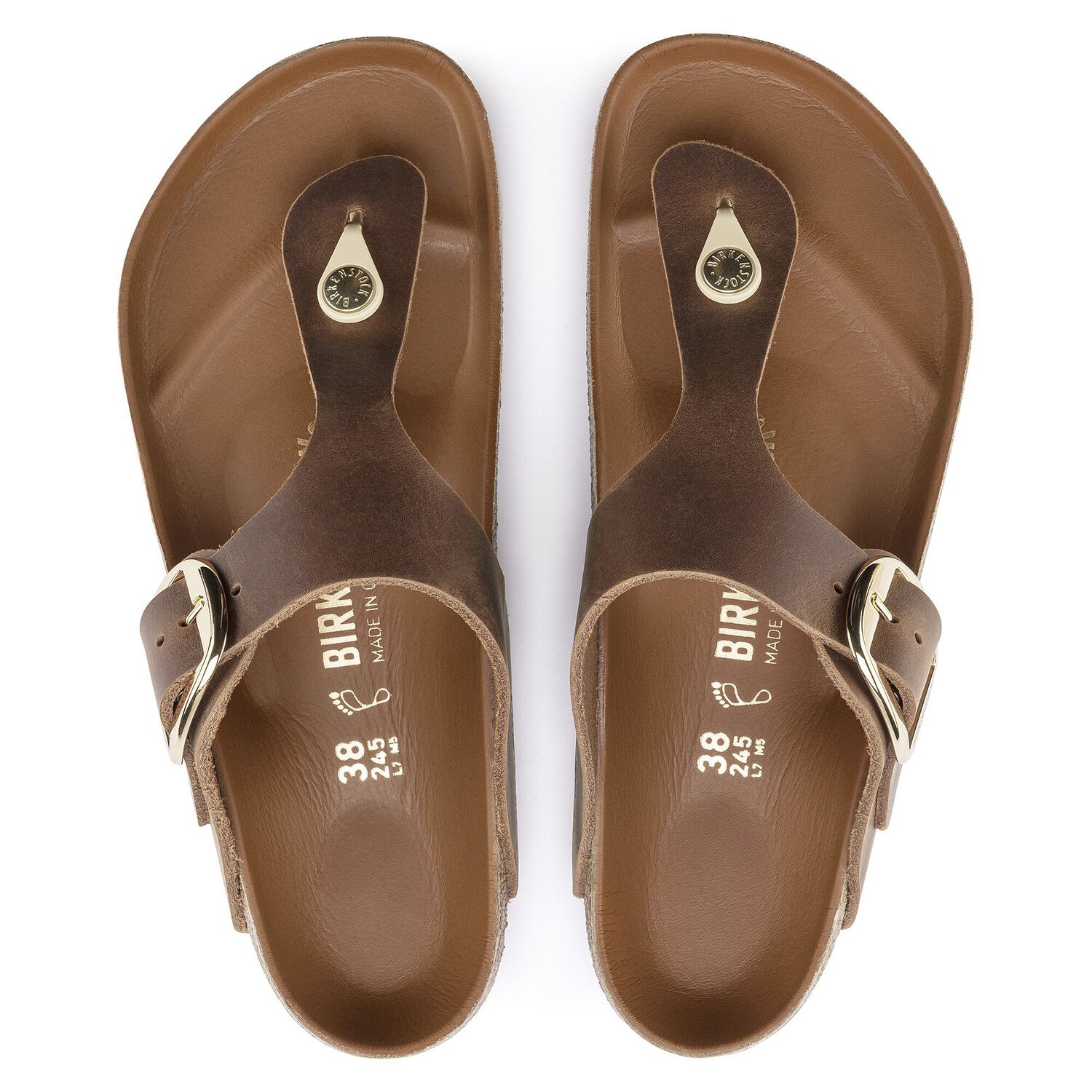 Gizeh Big Buckle Oiled Leather Cognac | BIRKENSTOCK