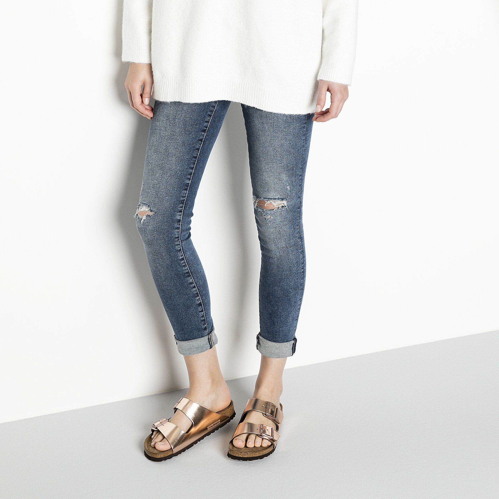 birkenstock arizona metallic copper