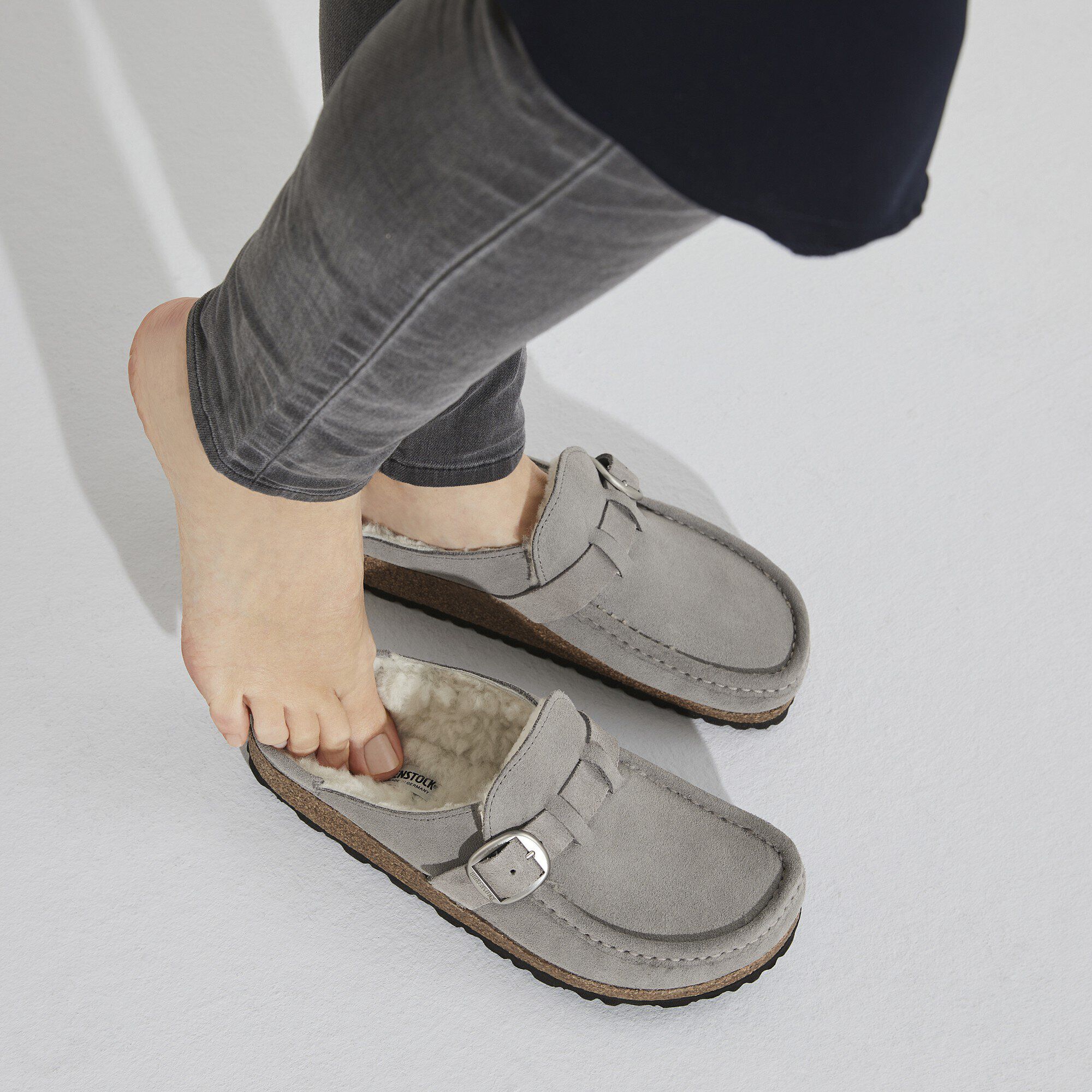 Buckley Shearling Suede Leather Stone Coin BIRKENSTOCK