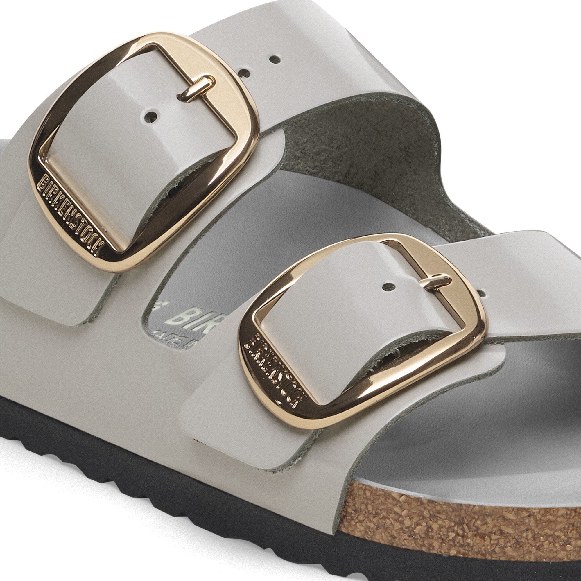 Arizona Big Buckle Natural Leather Patent High-Shine Stone