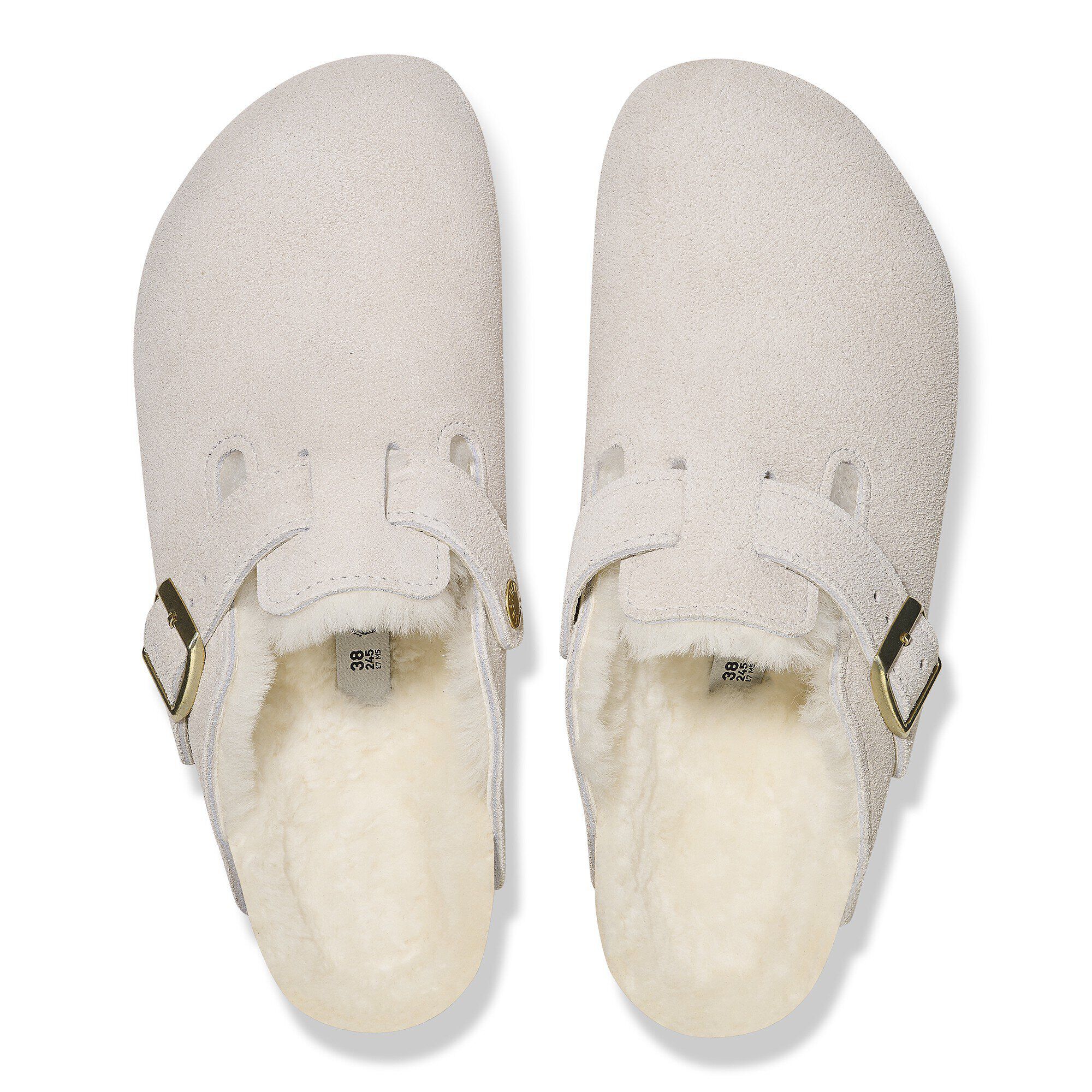 Boston Shearling Suede Leather Antique White BIRKENSTOCK