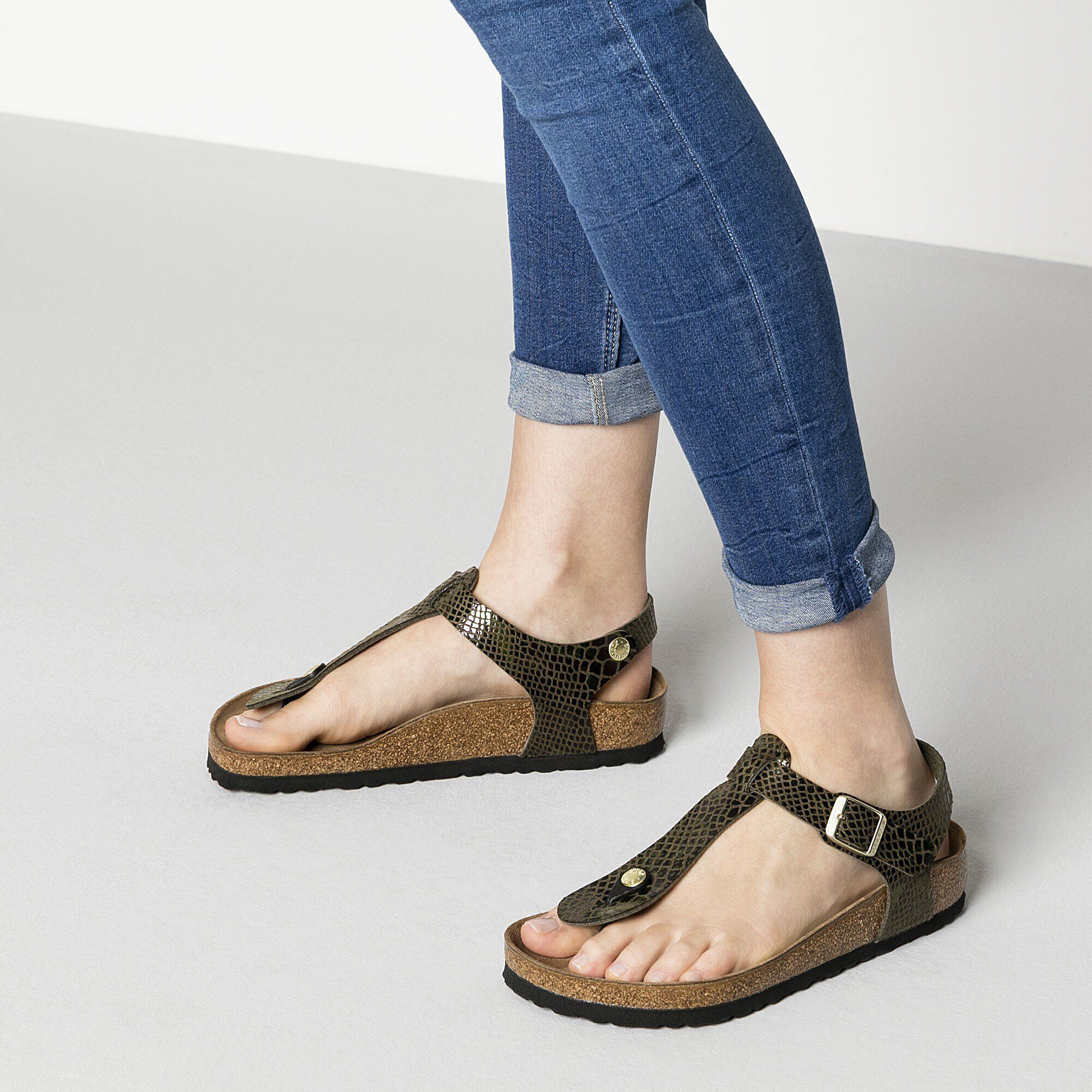 Kairo Birko Flor Shiny Snake Olive BIRKENSTOCK