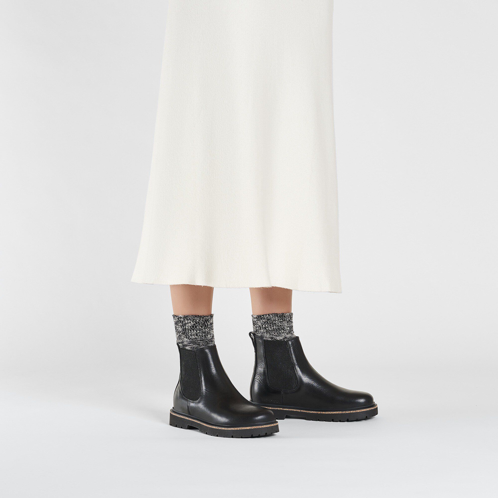 Black leather slip on women online