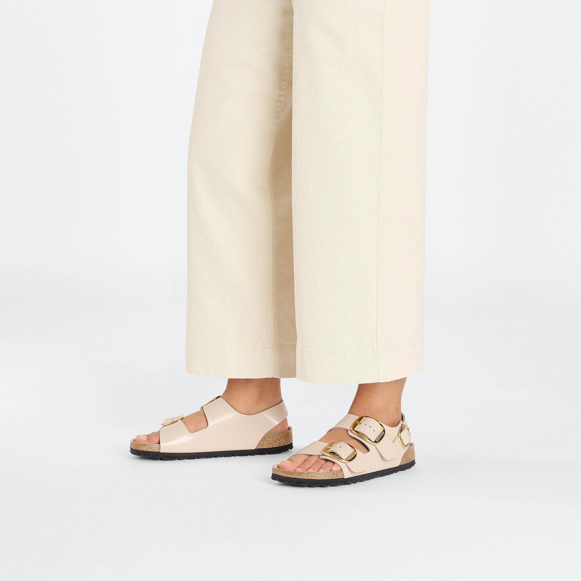 Milano Big Buckle Natural Leather Patent High Shine New