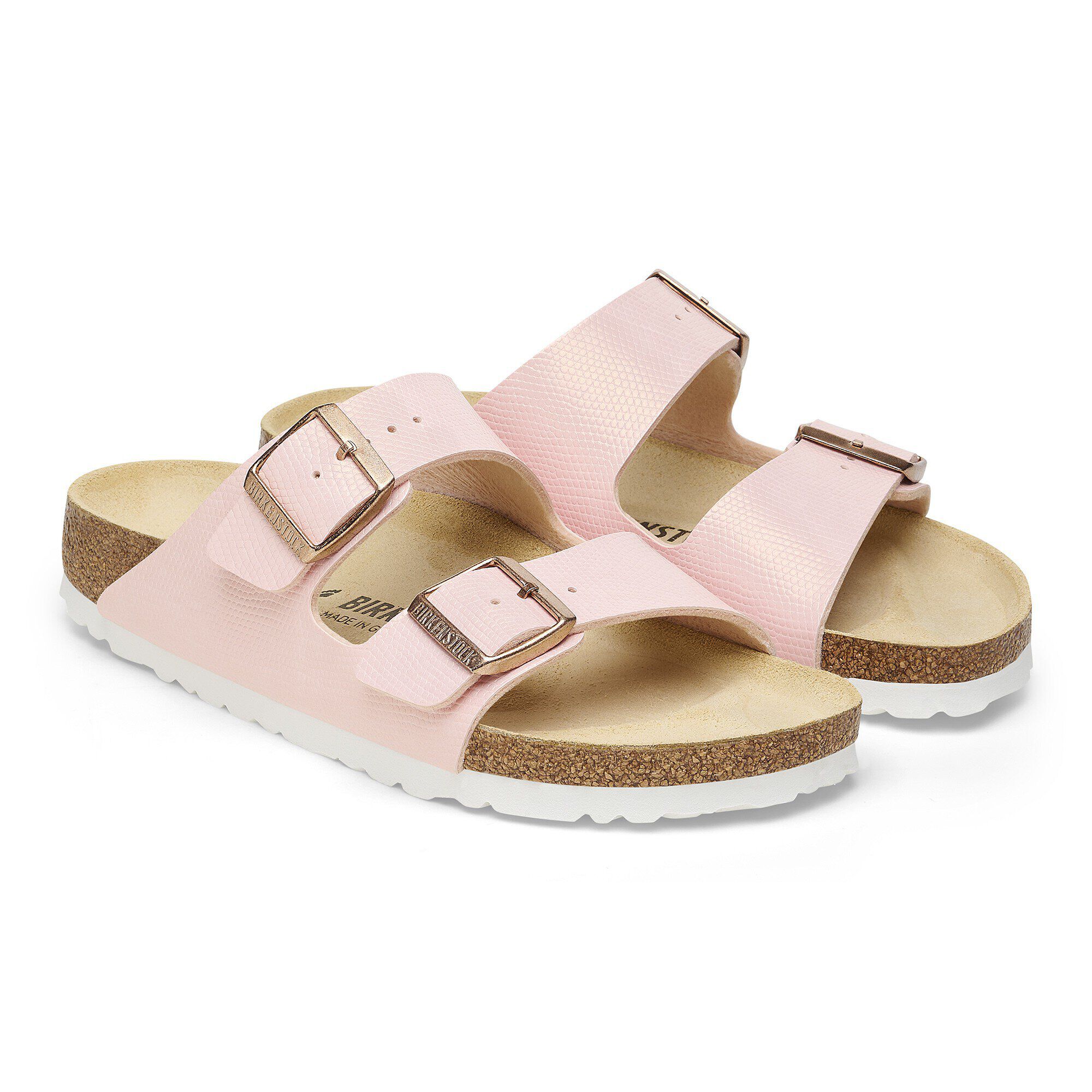 Arizona Birko-Flor Embossed Shiny Light Rose | BIRKENSTOCK